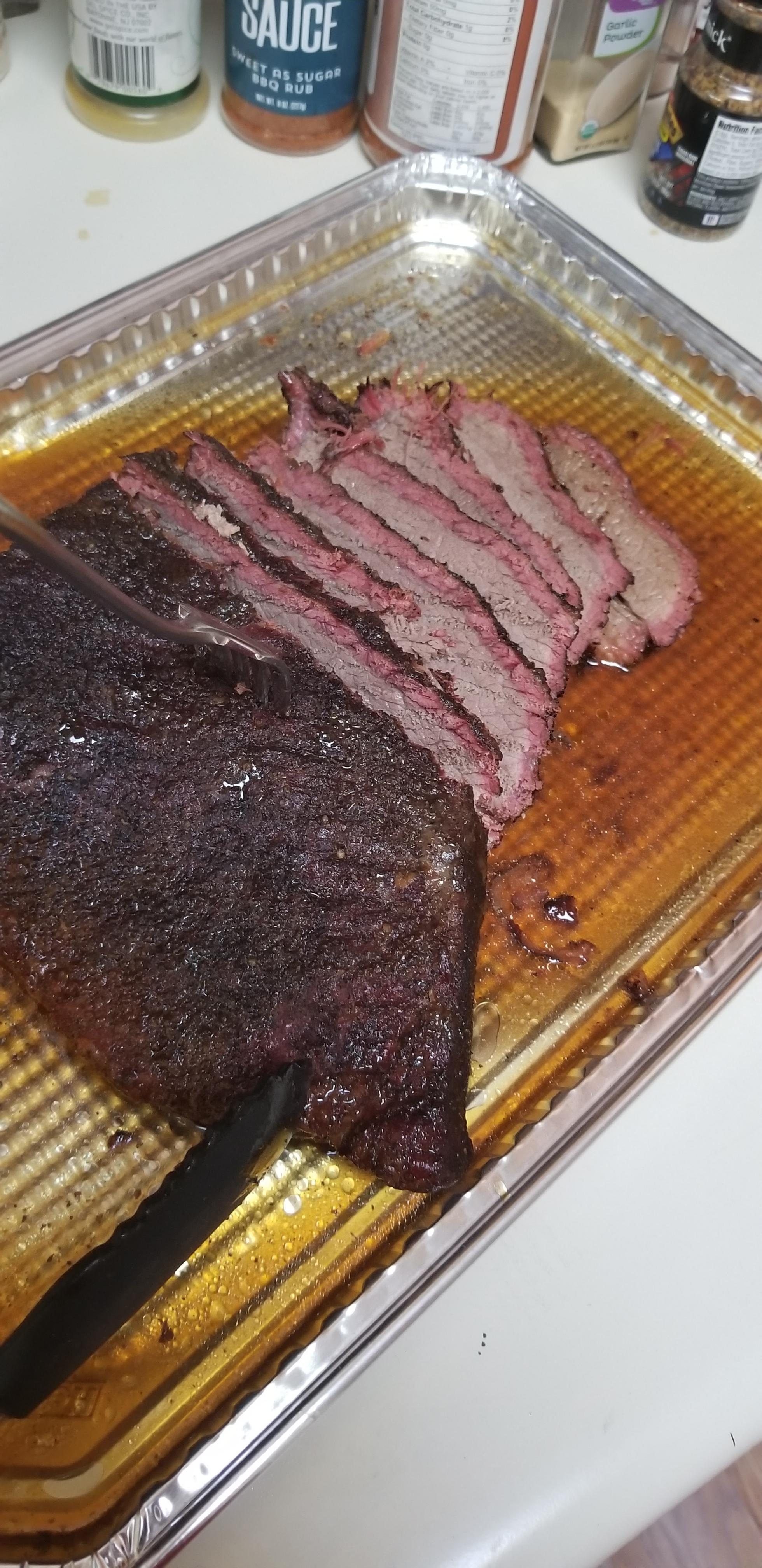 Small 4 pound smoked brisket flat [4032x1960] r/FoodPorn