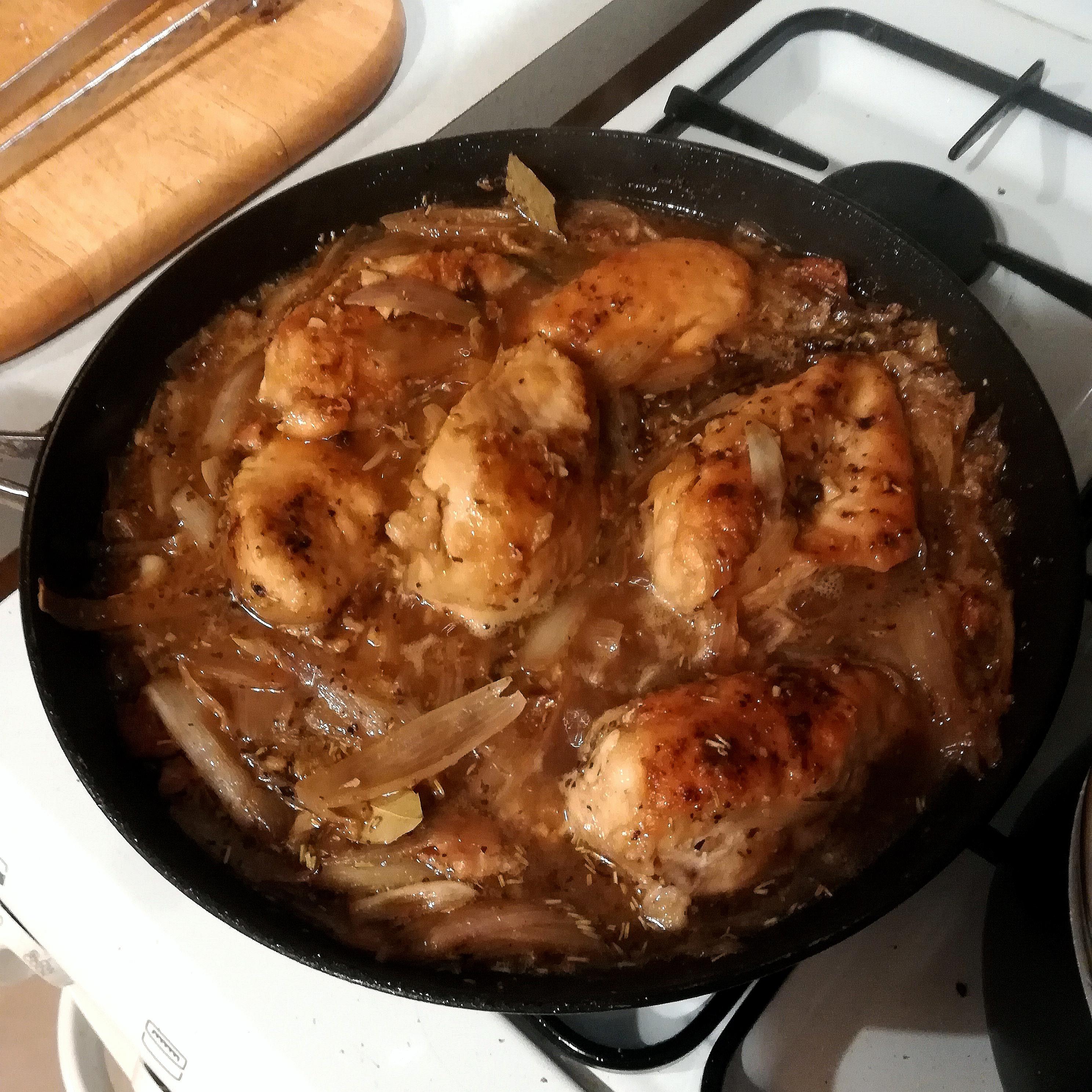 Week 7 Braising Chicken and onions braised in white wine r