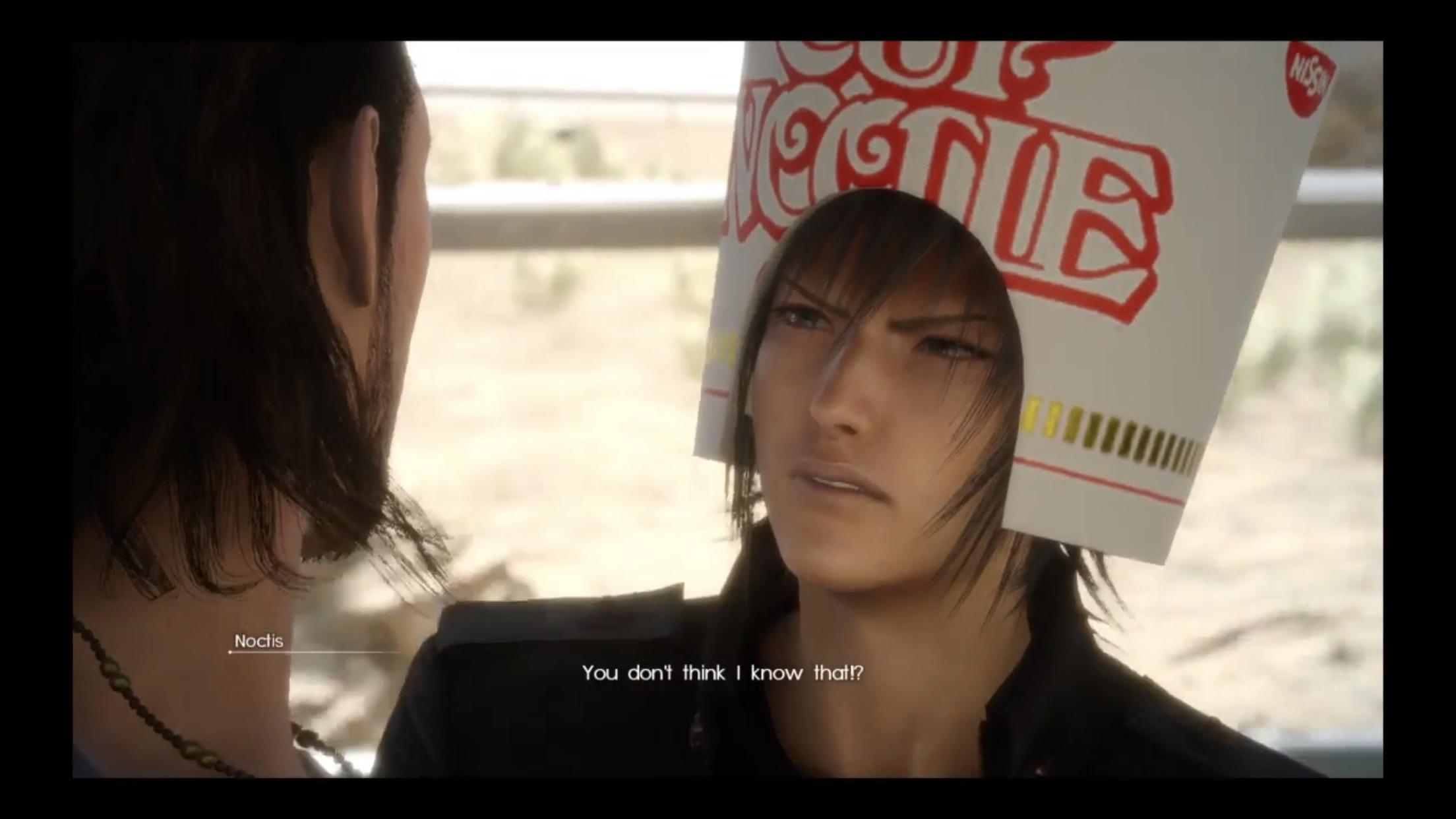No, the cup noodles hat STAYS ON during sex r/FFXV