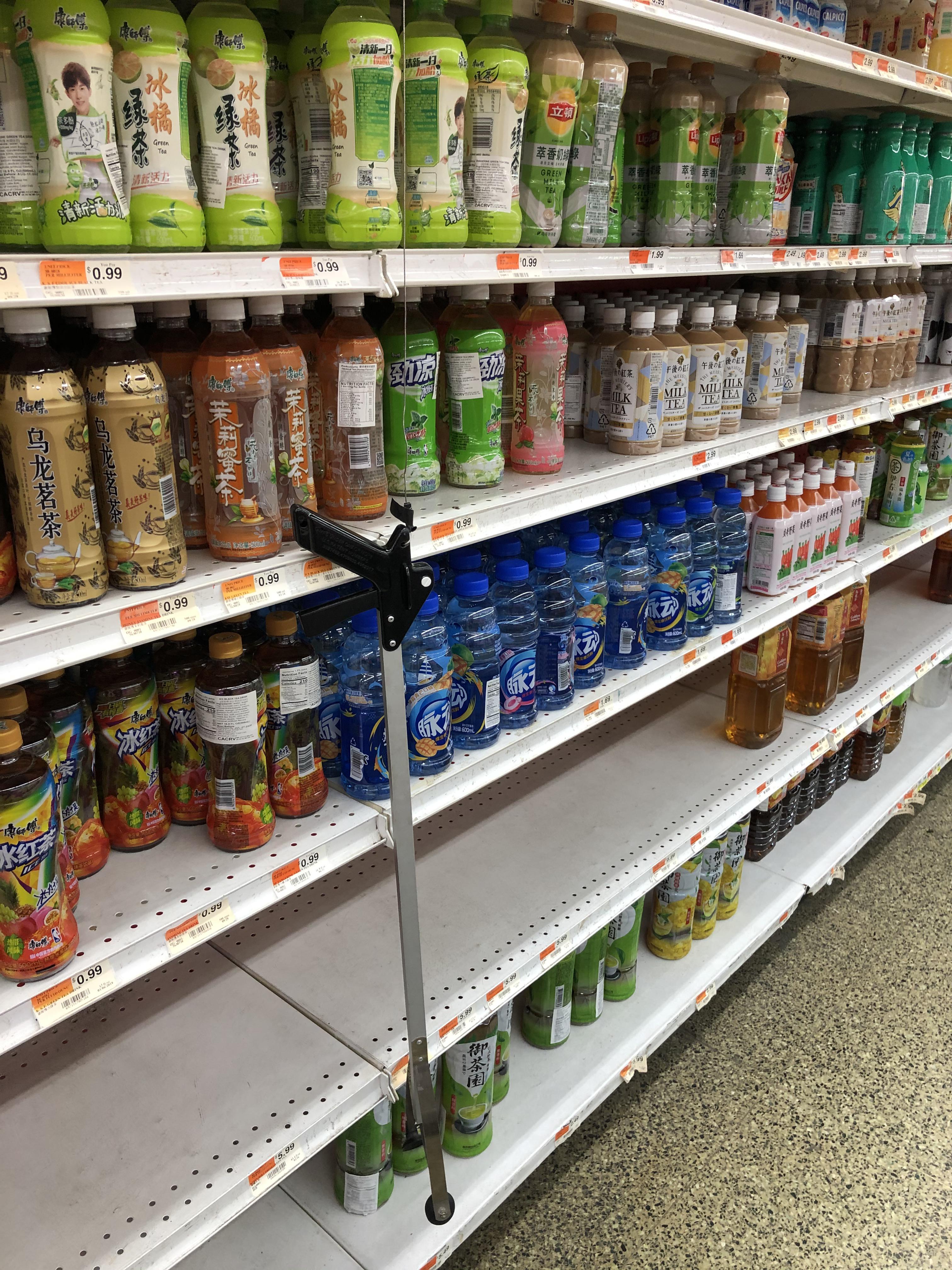 This market has a grabber in each aisle so you can reach the top shelf