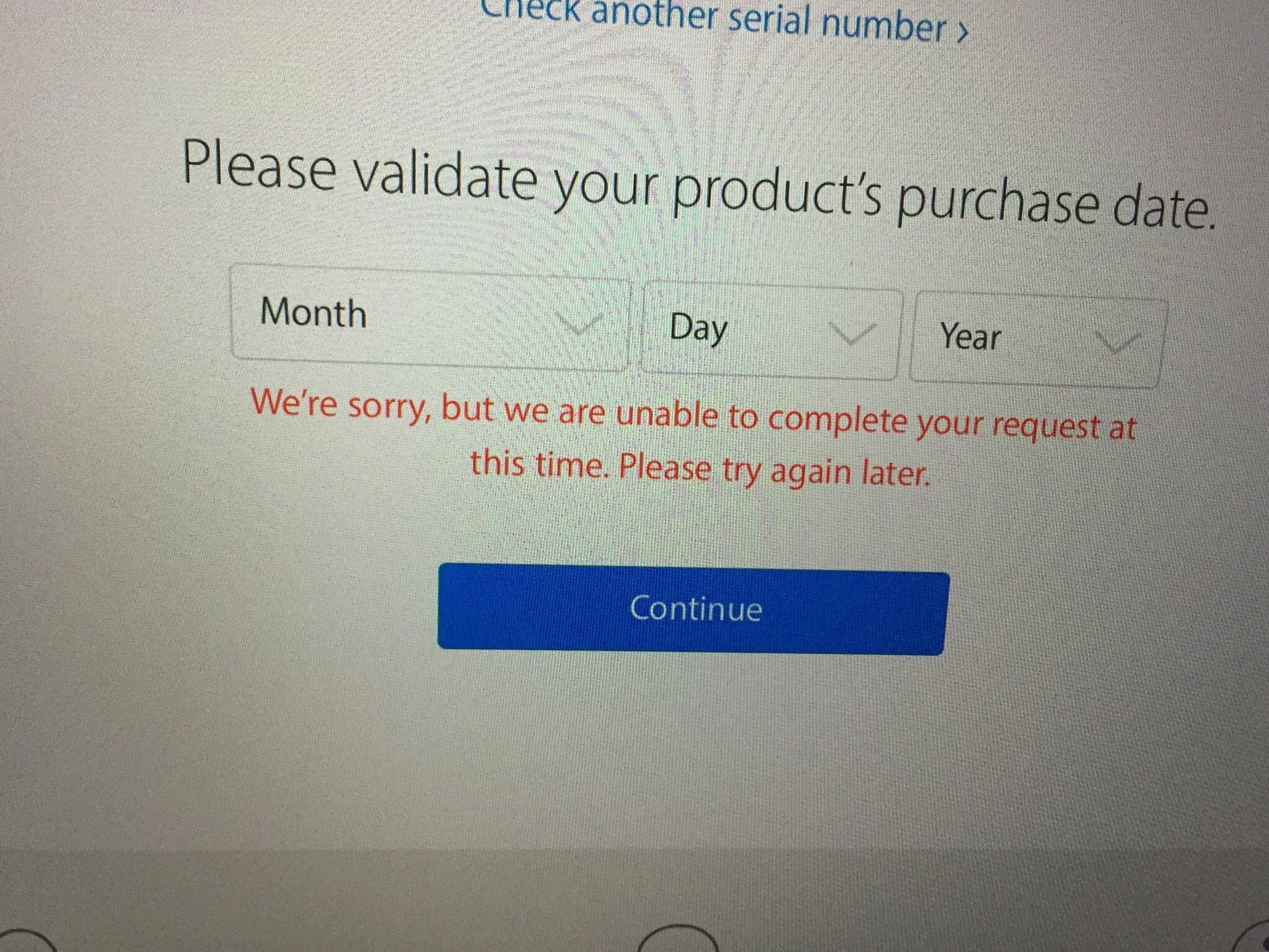 Apple Serial Number Check Purchase Date Not Validated