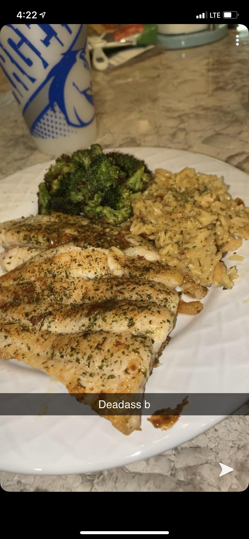 Fish rice and broccoli r/HealthyFood