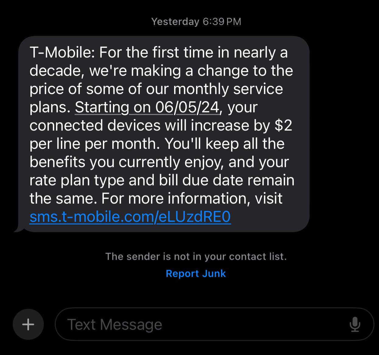 I have Go5G Plus and got text message for a price increase. r/tmobile