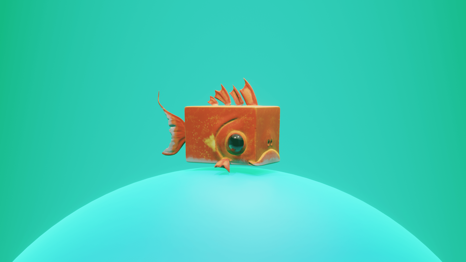 Goldfish who feeds on default cubes (Blender and Substance Painter) r