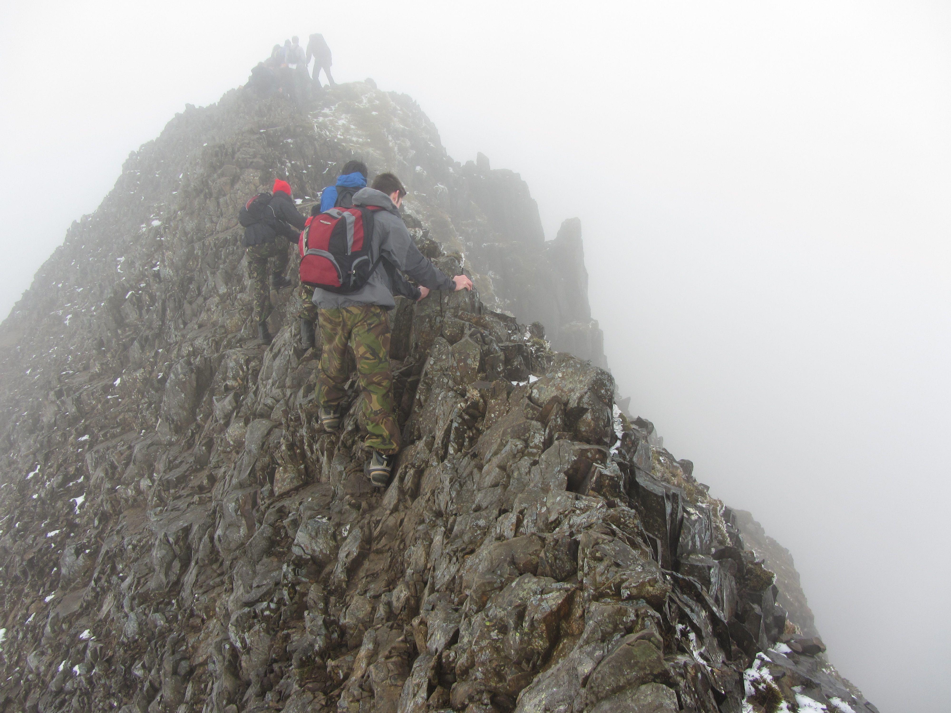 Crib Goch on snowdon It’s about 11 kilometres of a sheer drop on one