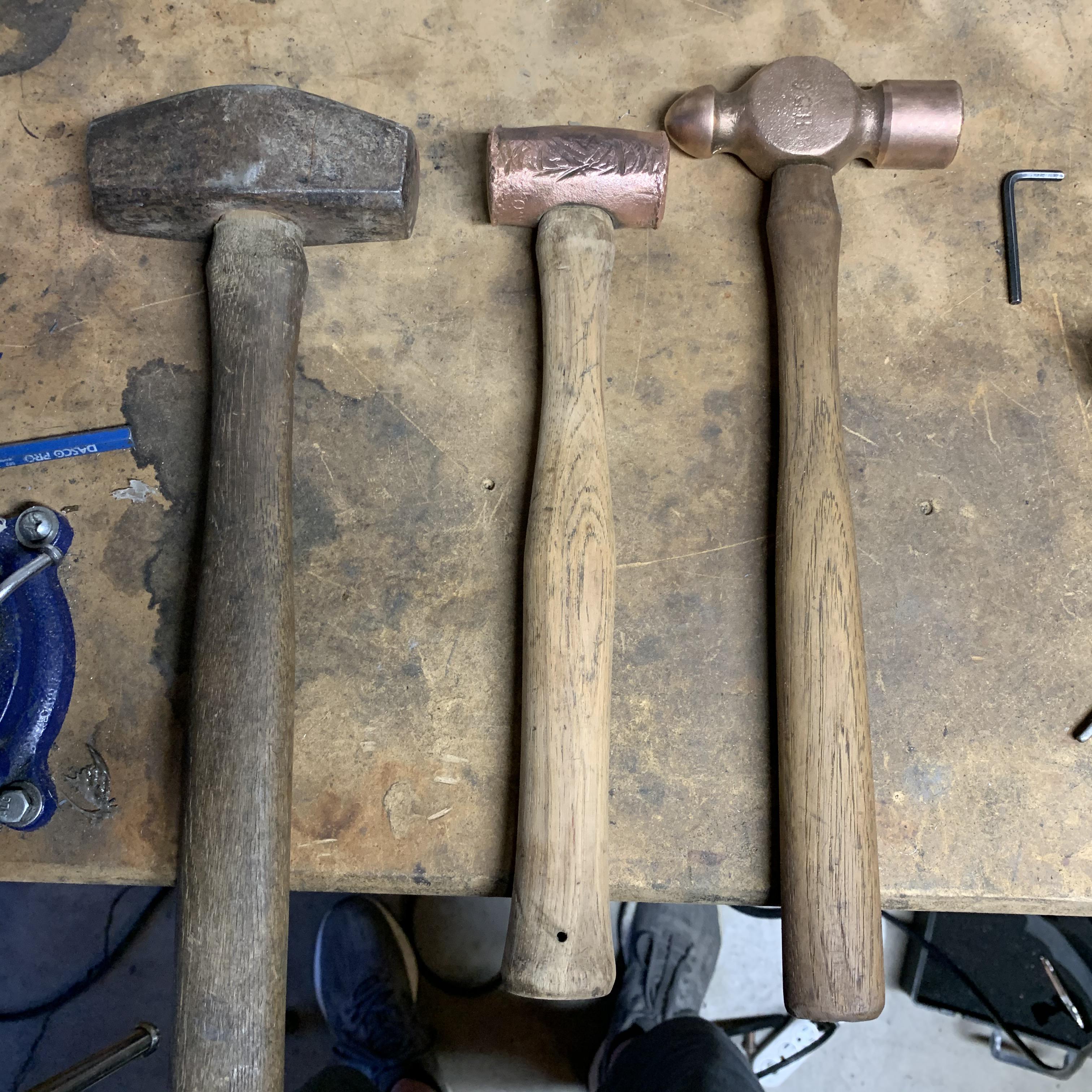 I’ve been restoring my grandfather’s copper hammers and mallets. Left