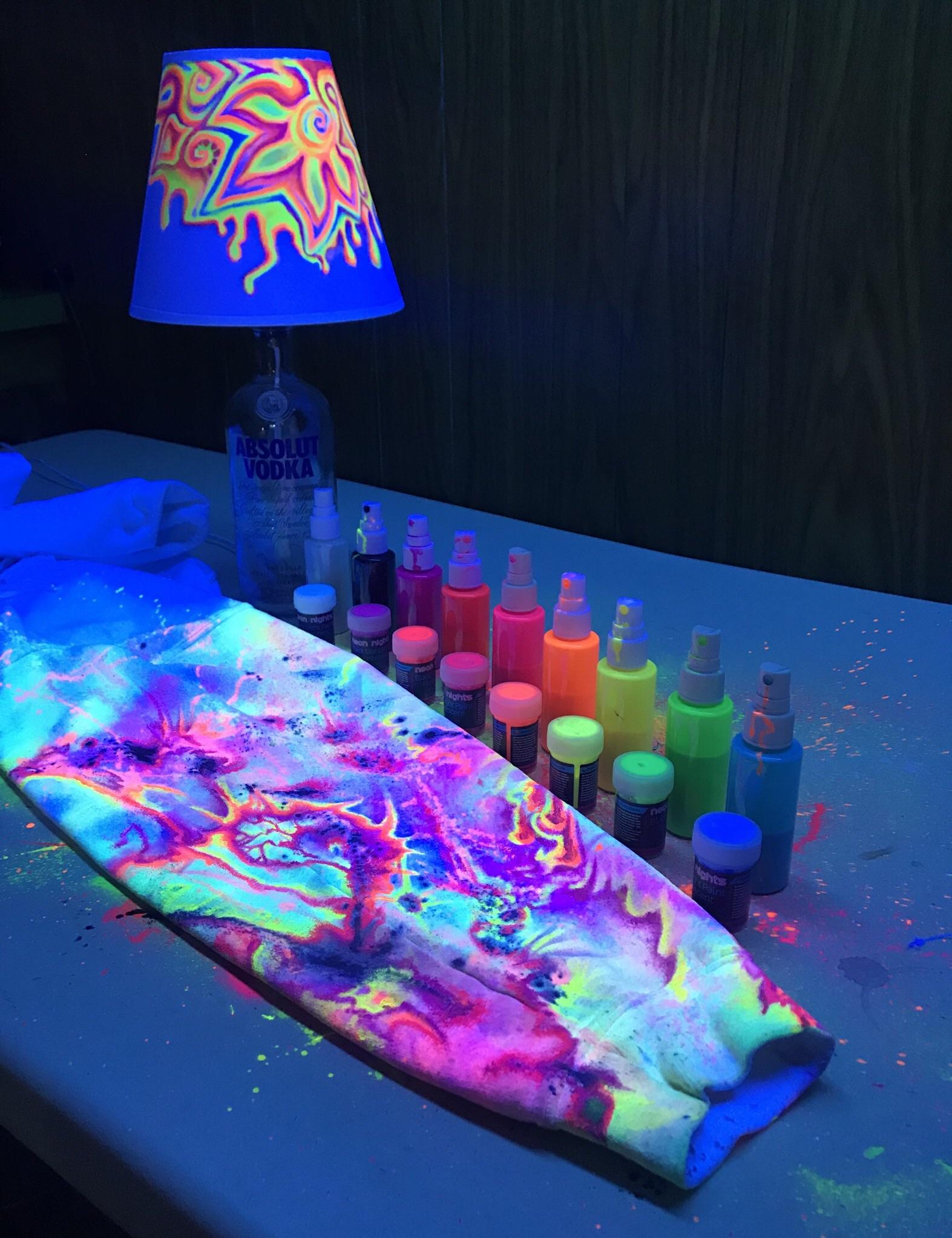 Blacklight Hoody Neon Fabric Paint Sleeve 1, Side 1 r/painting