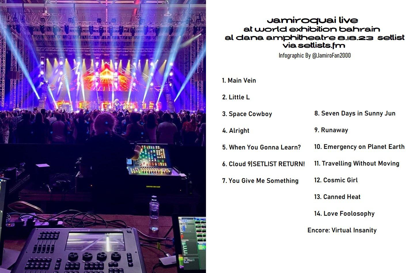 "Jamiroquai World Exhibition Bahrain Al Dana Amphitheatre, Bahrain