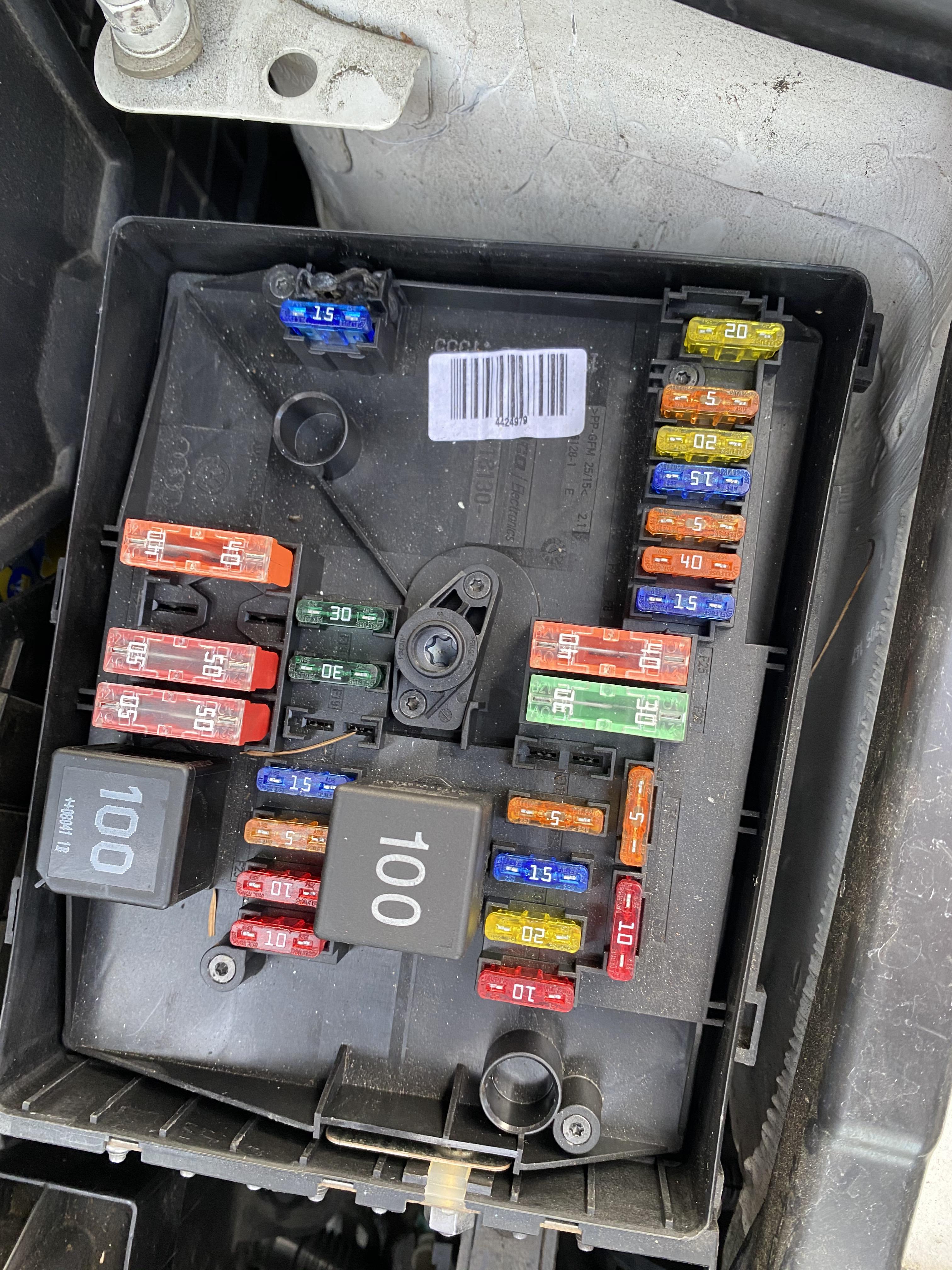Fuse in top right of fuse box melted on a long drive, lost all right