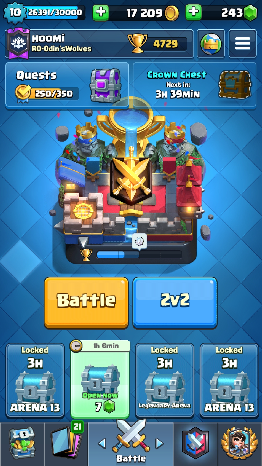 so i got a silver chest today, but it says legendary arena rather than