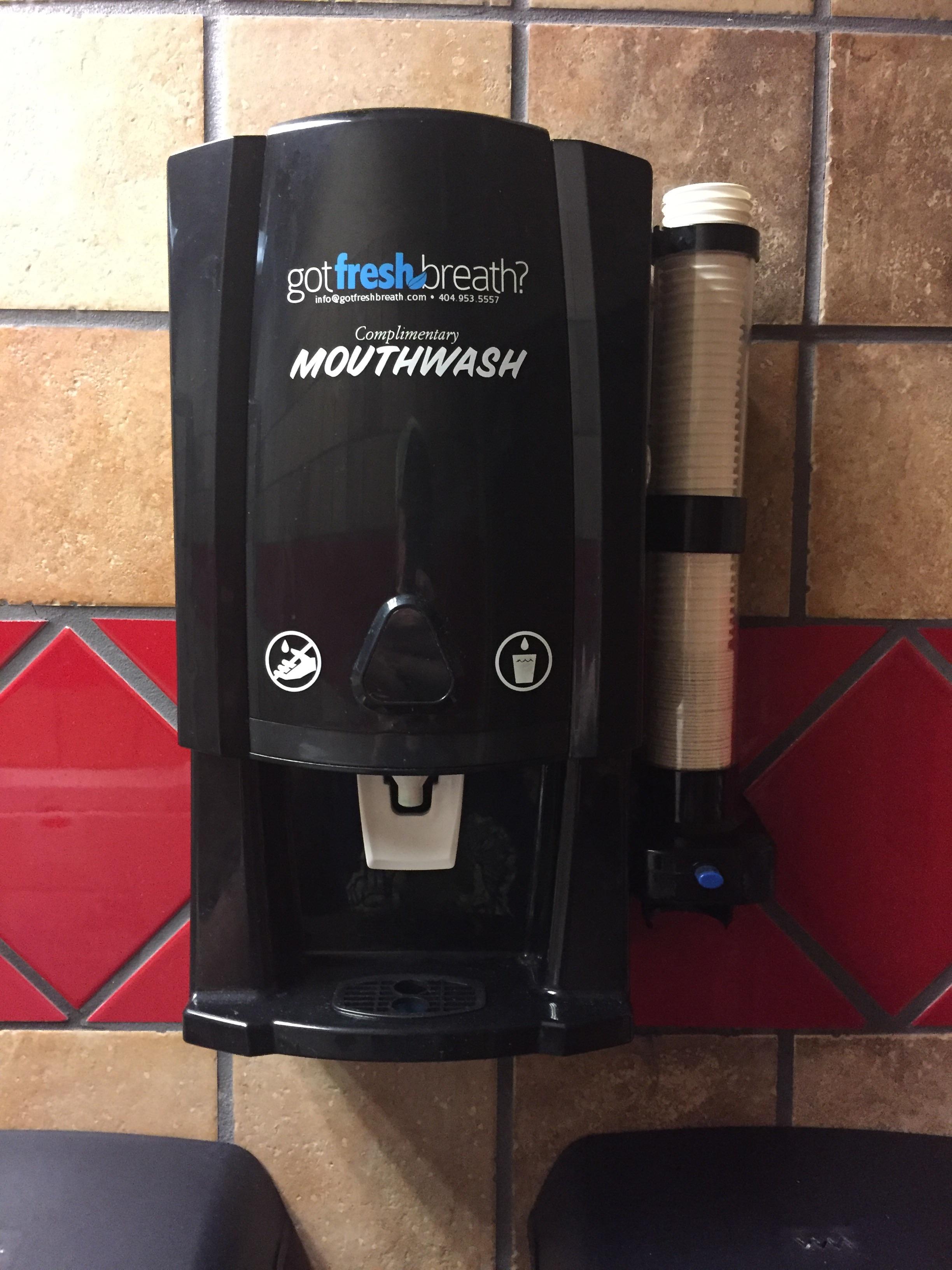 This mouthwash dispenser I found in a Chickfila bathroom. r