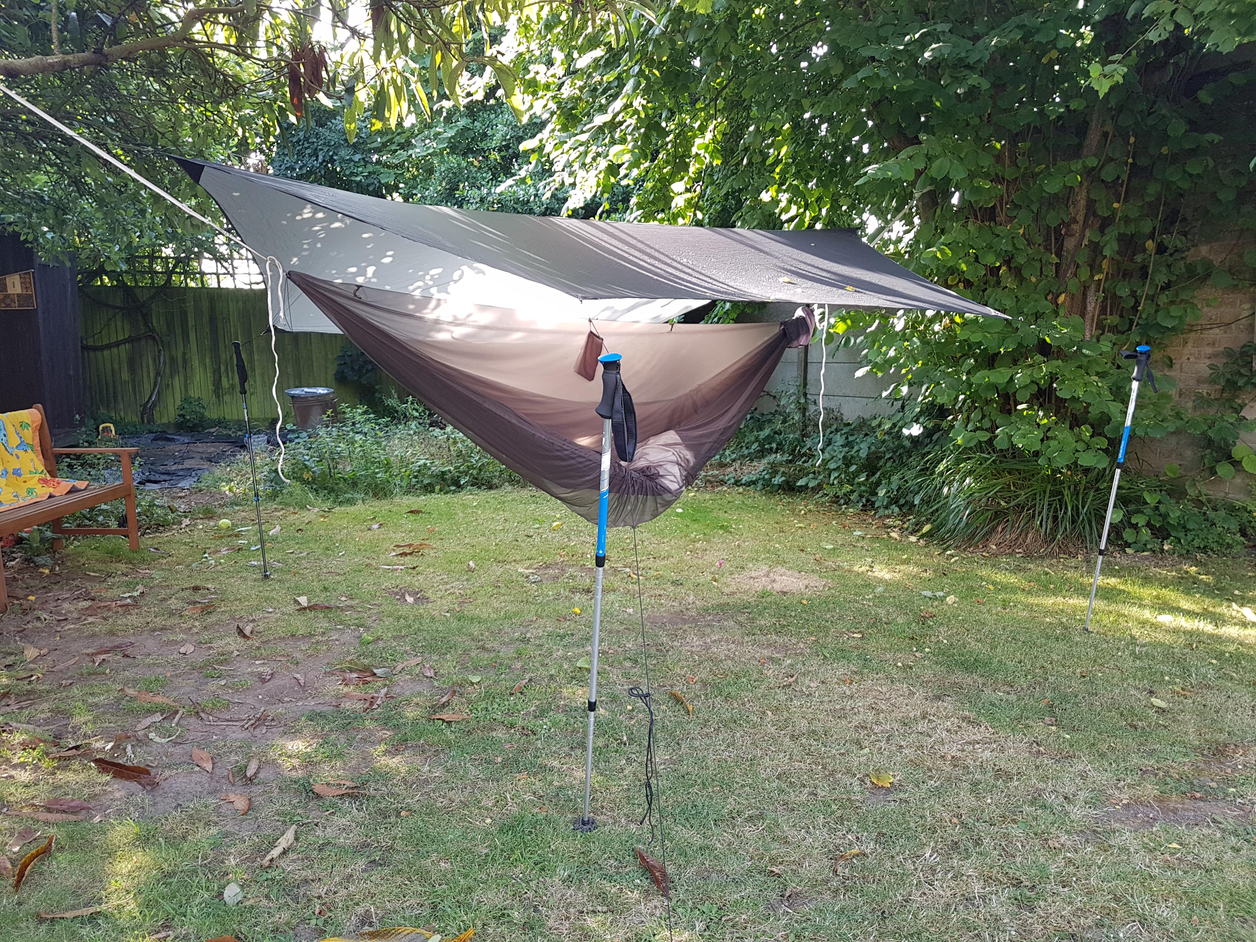 My bed for the night during the UK heatwave Dutch 11f netless, MYOG and cat cut hex
