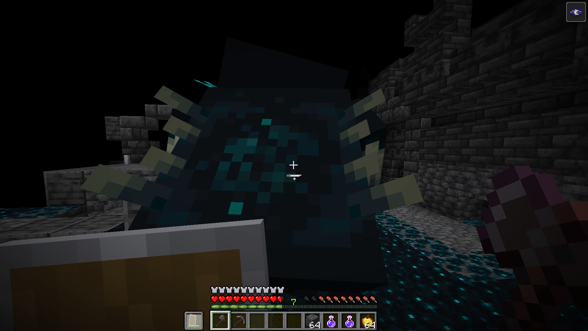 Close up of how Warden's chest looks like during ranged attack. Notice