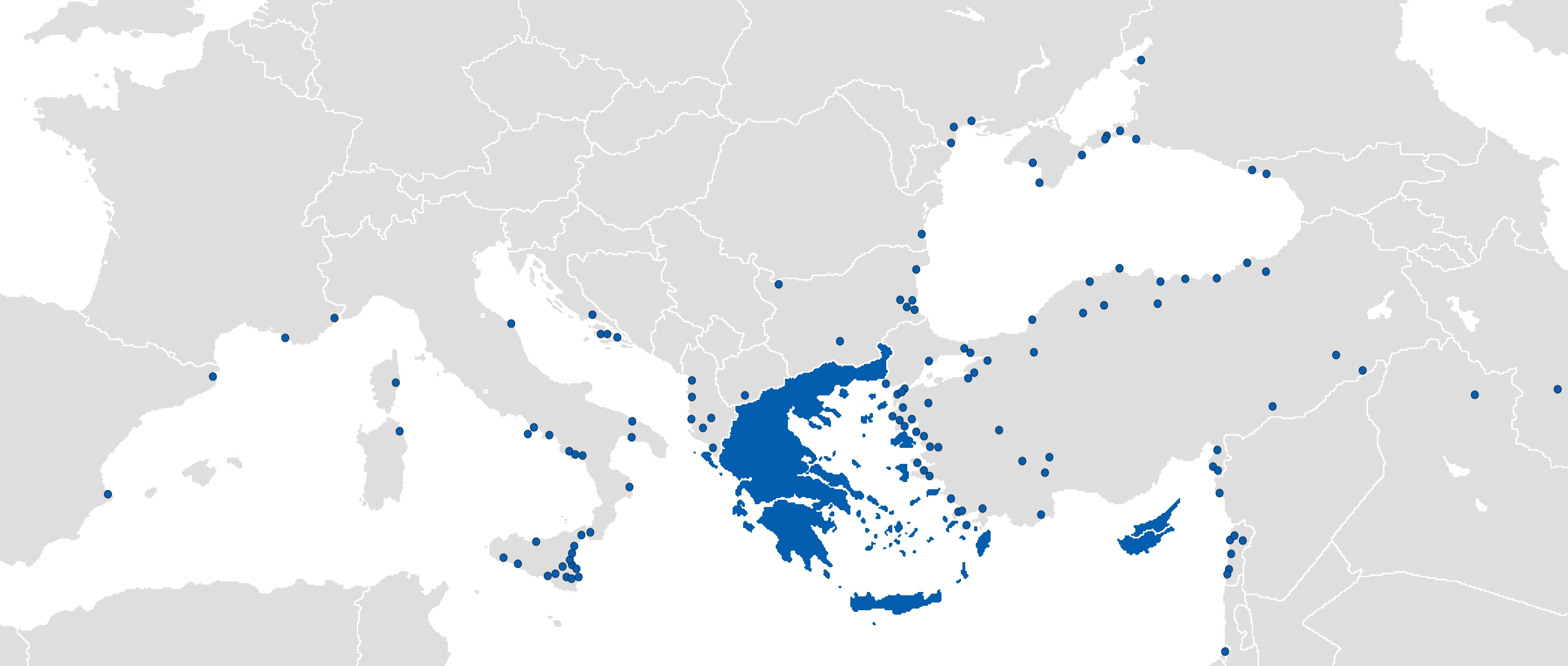 Map of cities founded by Greeks outside of Greece and Cyprus, that have