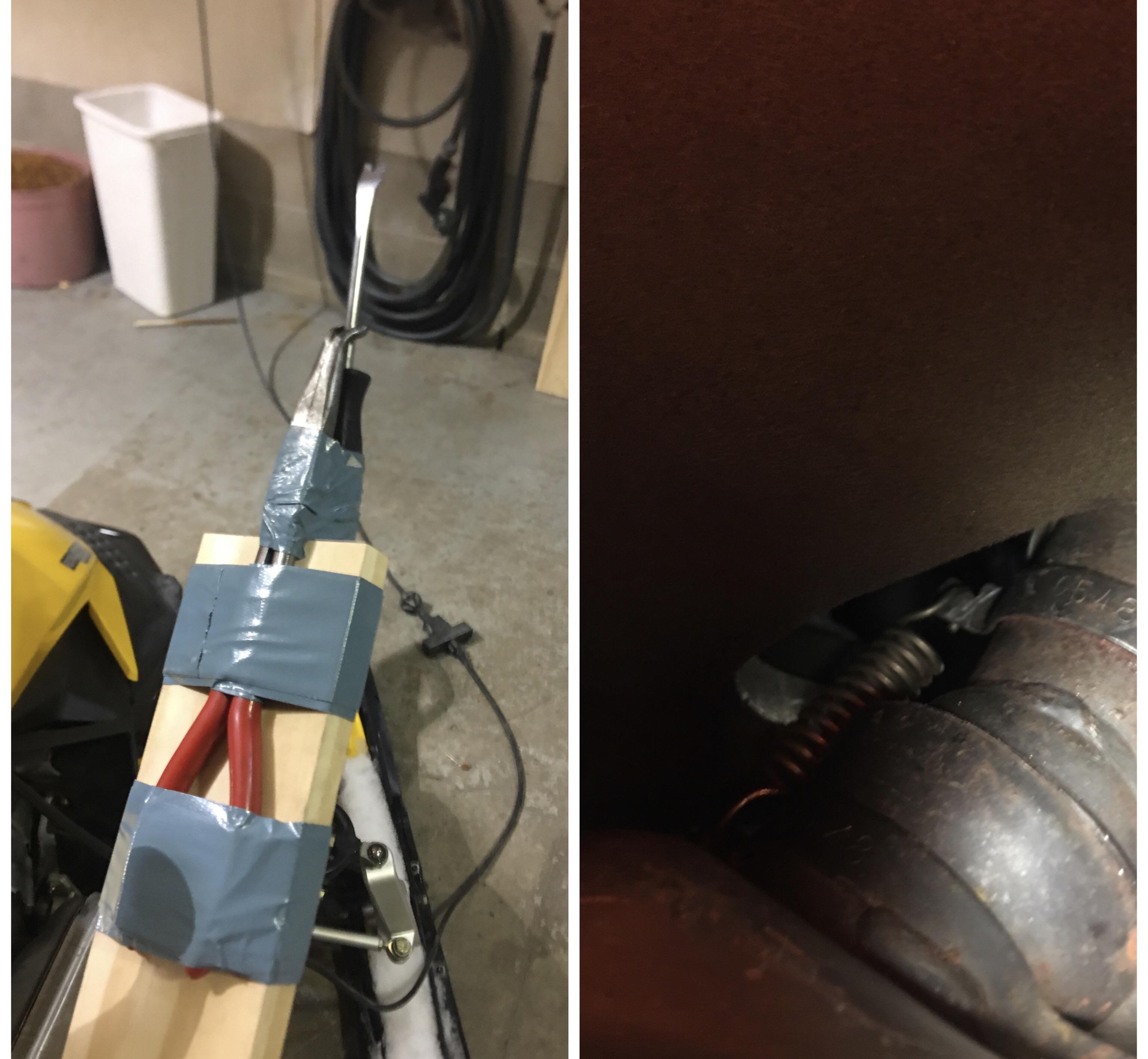 After a little bit of ingenuity and duct tape got the back spring for