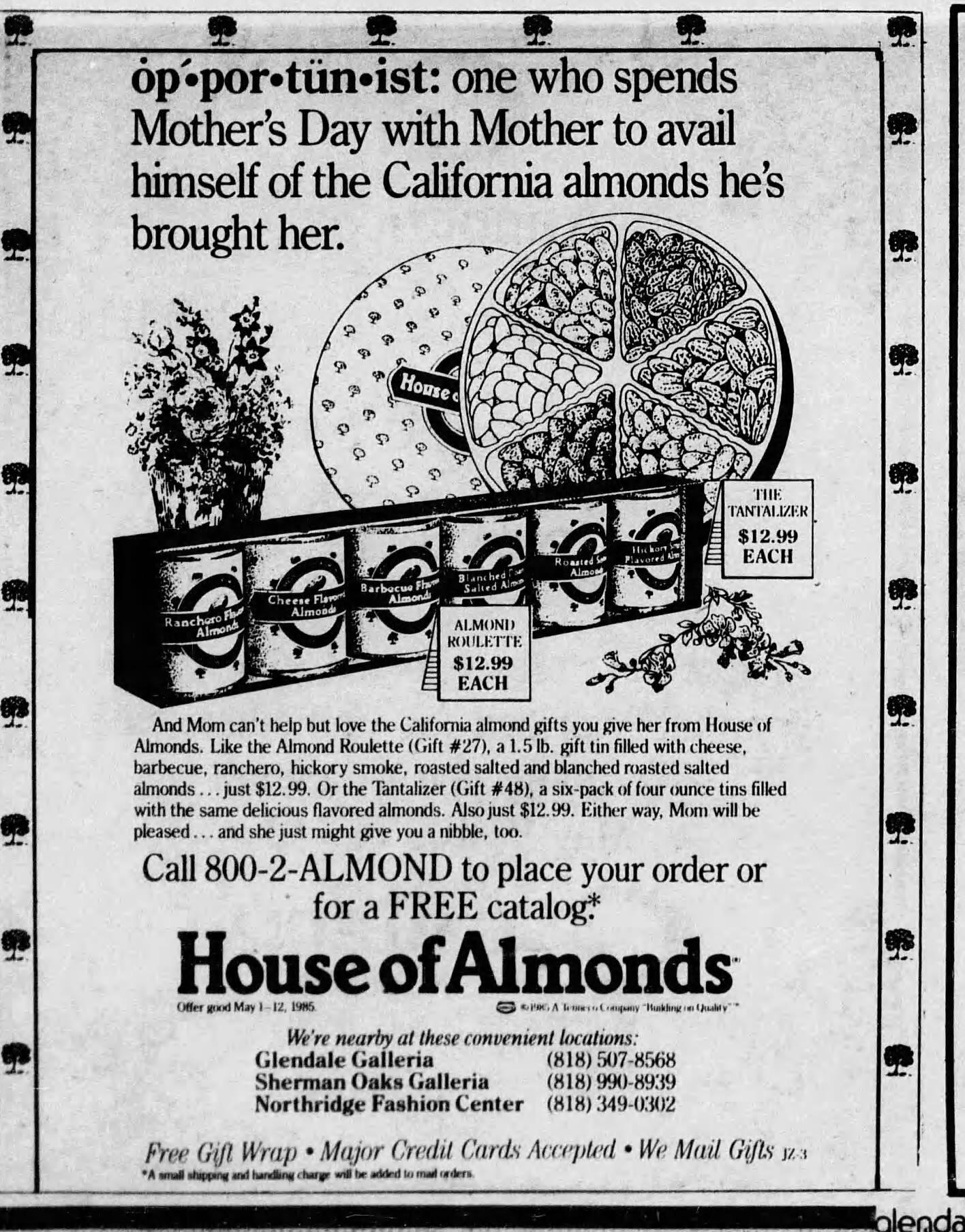 House of Almonds May 1985 r/vintageads