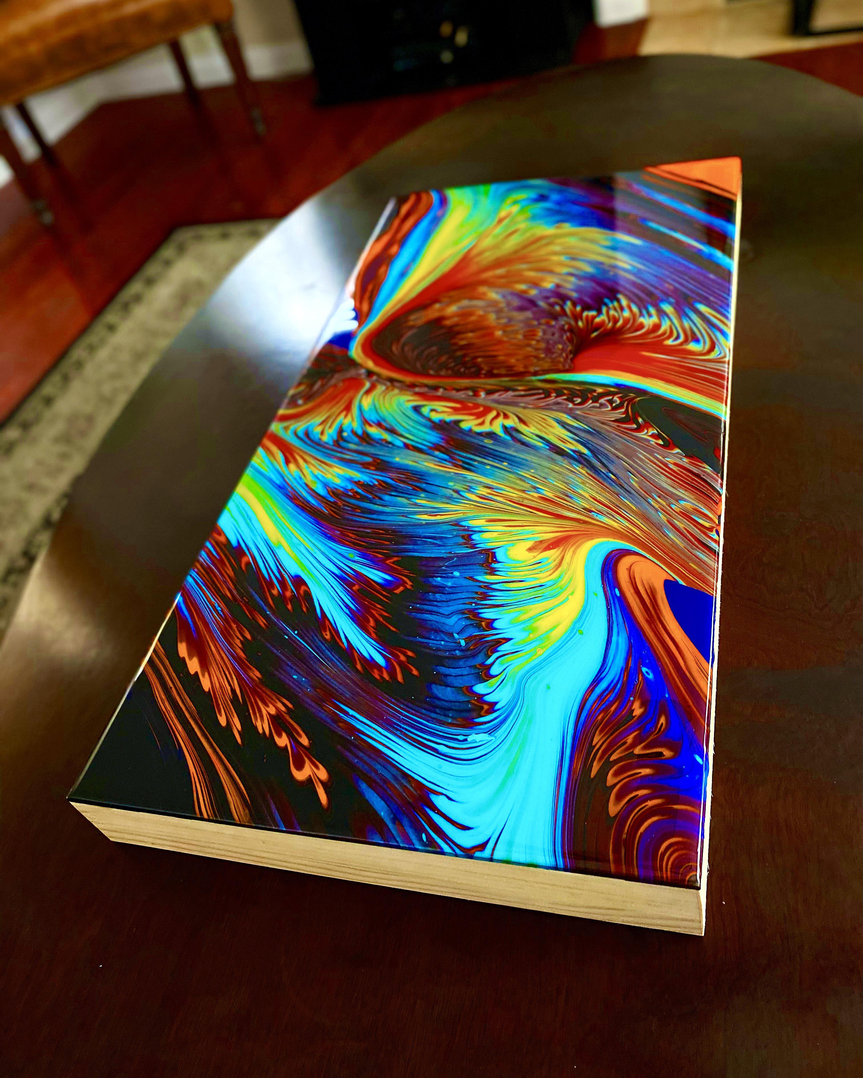 A finished resin acrylic pour on wood panel r/oddlysatisfying