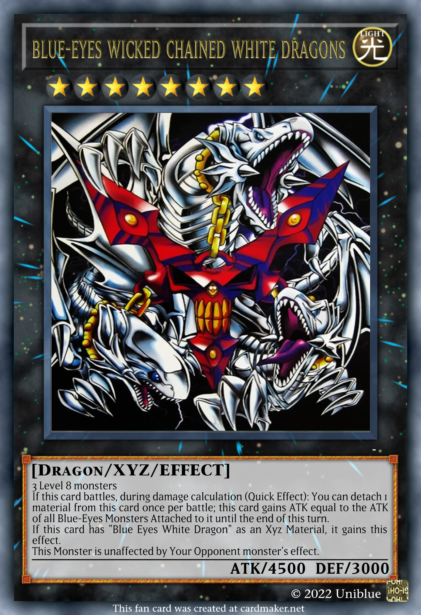 Blueeyes wicked chained white dragons r/customyugioh