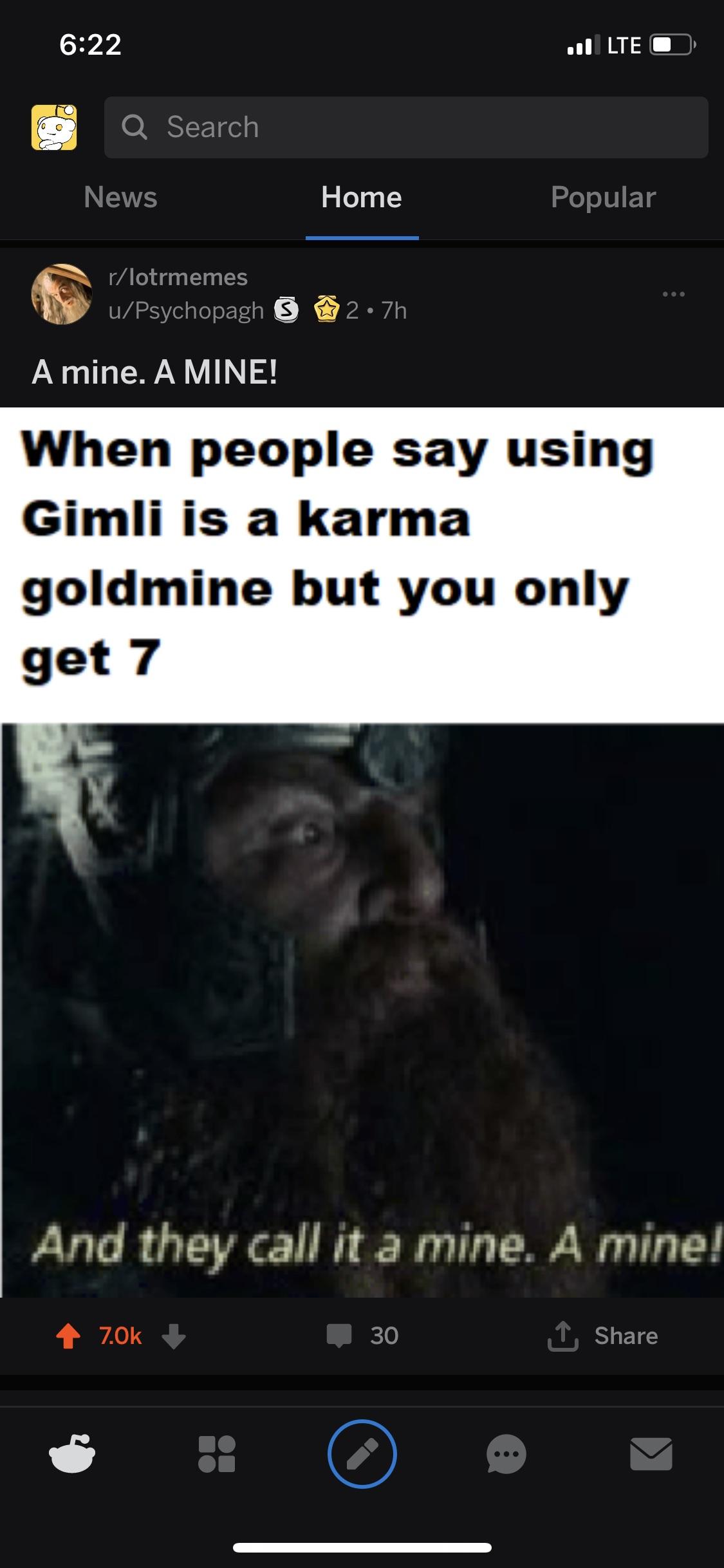 When people say using Gimli is a karma goldmine but you only get 7k
