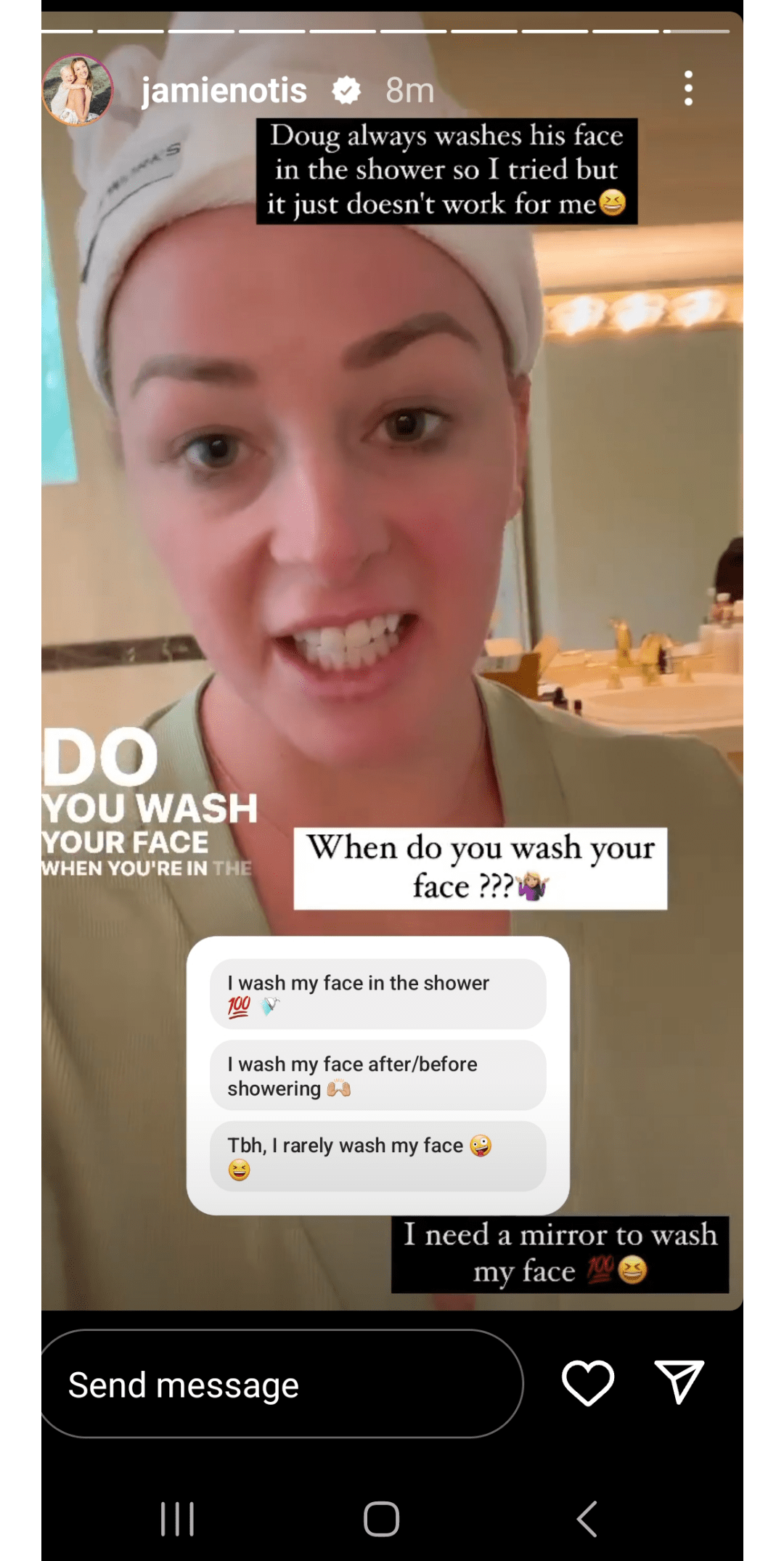 Really, you need a mirror to wash your face? Am I supposed to believe