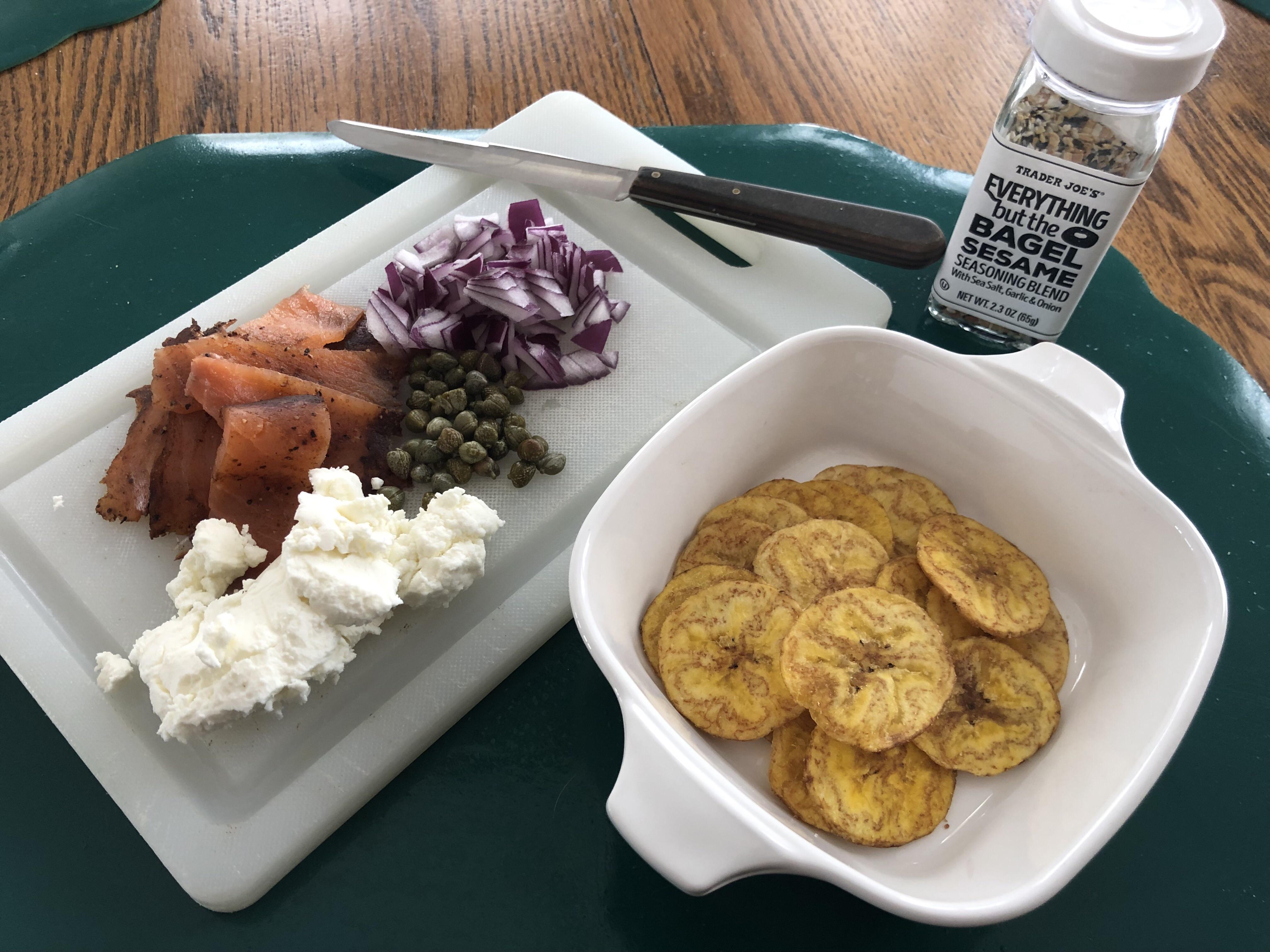 [Food Pic] My morning bagel substitute TJs roasted plantains, TJs