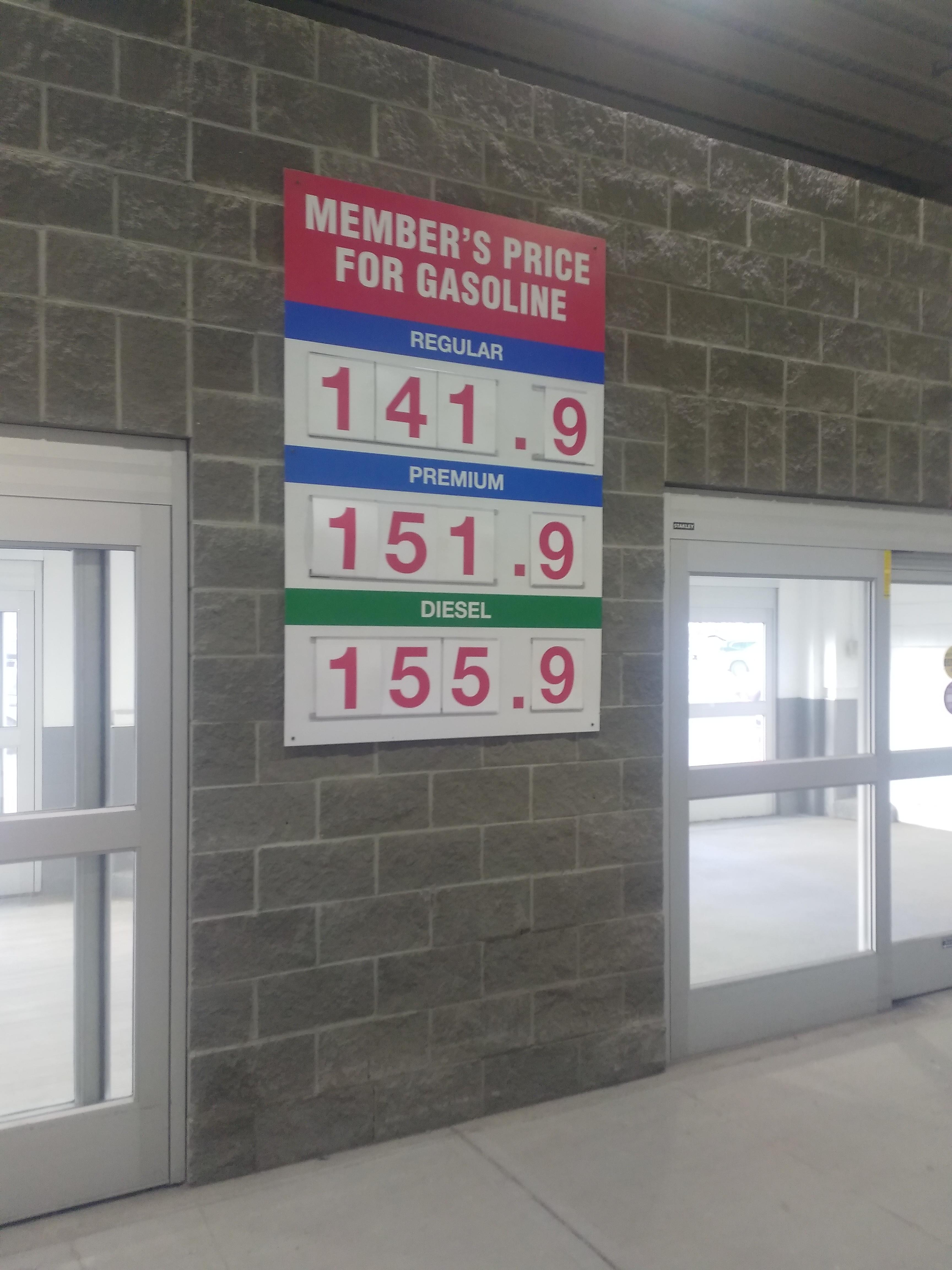 Today's fuel prices in Grande Prairie. Gas was 1.859 when I left