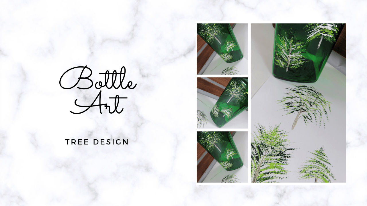BOTTLE ART TREE DESIGN Easy Painting Simple Trees Beginners