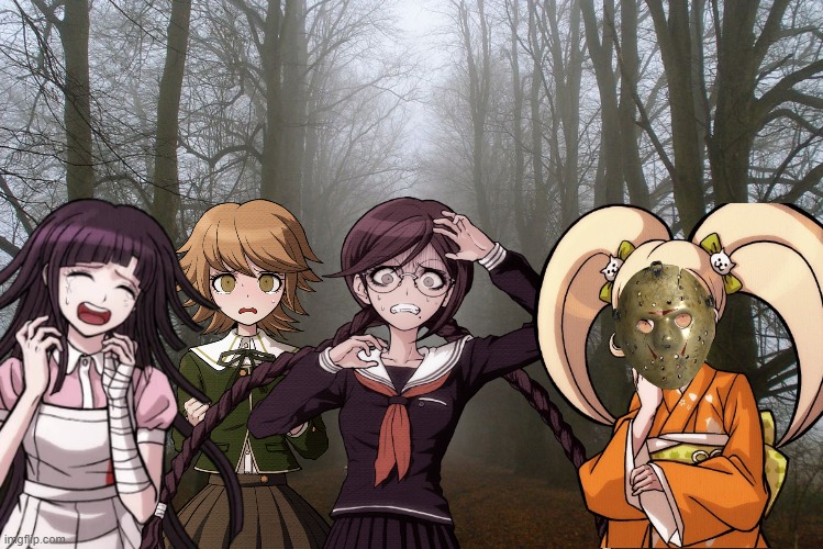 Chihiro, Toko, and Mikan go to a spoopy forest r/danganronpa