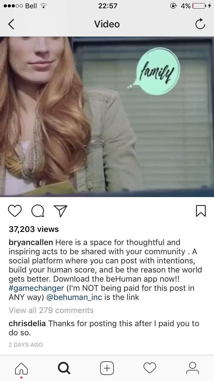Chris D'elia's comment on Bryan's instagram post is pretty funny I