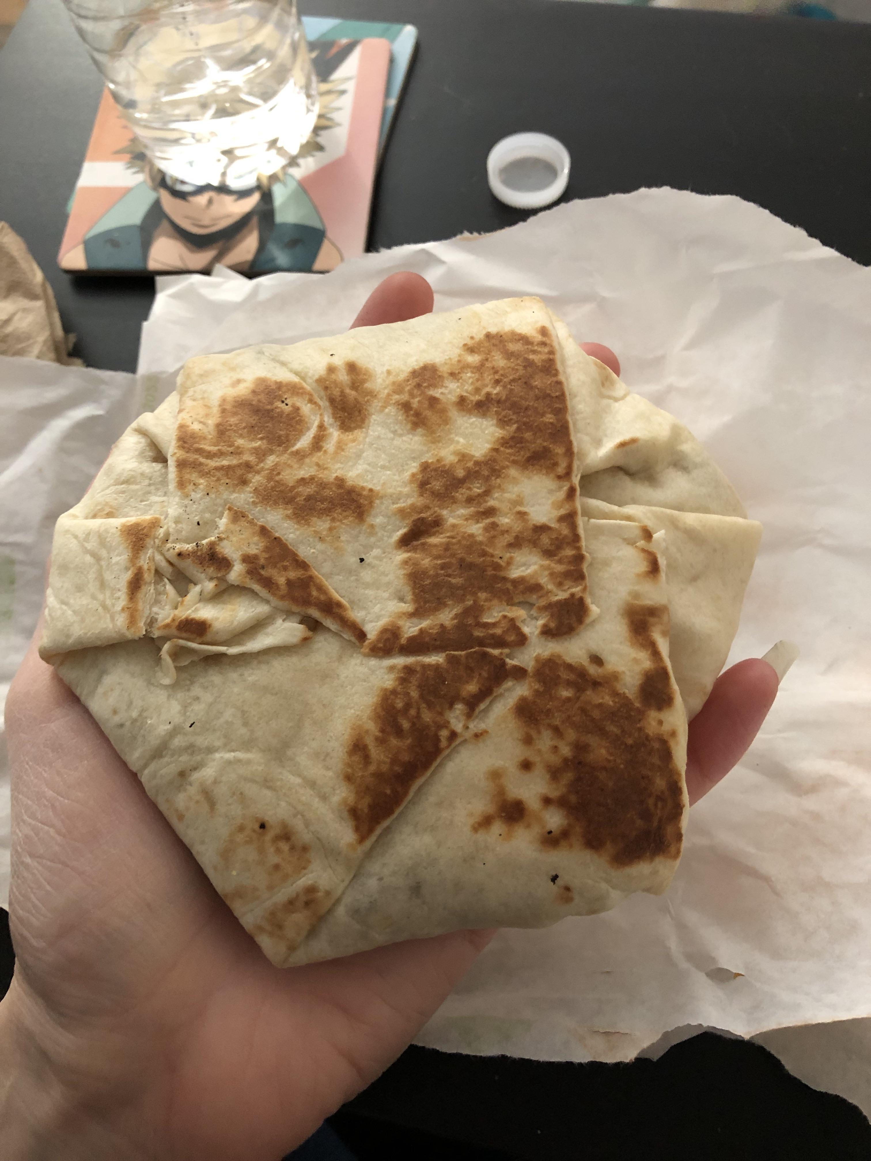 Nice sized sausage breakfast crunchwrap this morning. This is my