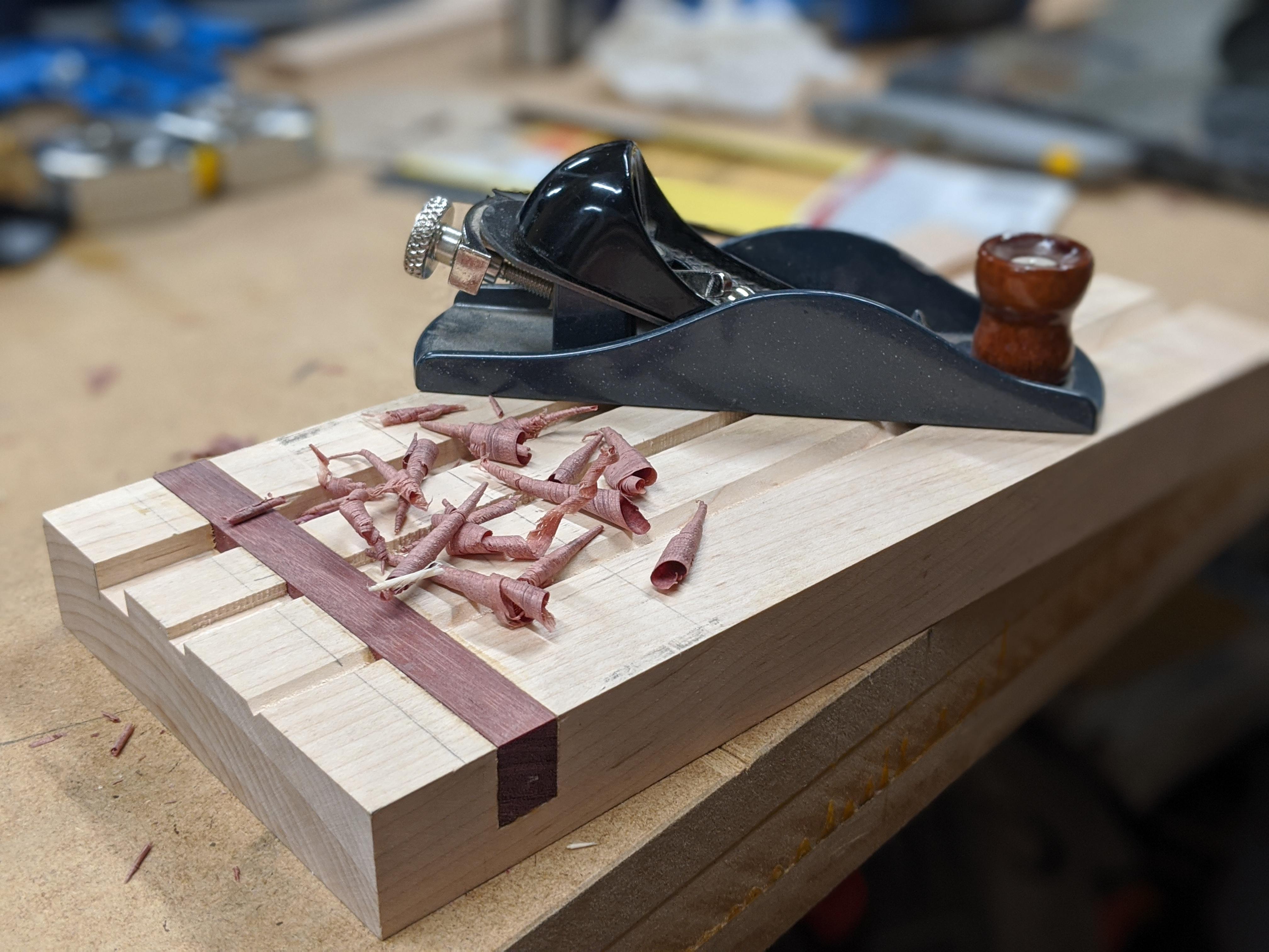 Making a chopsticks jig, but decided to use some purple heart. Always