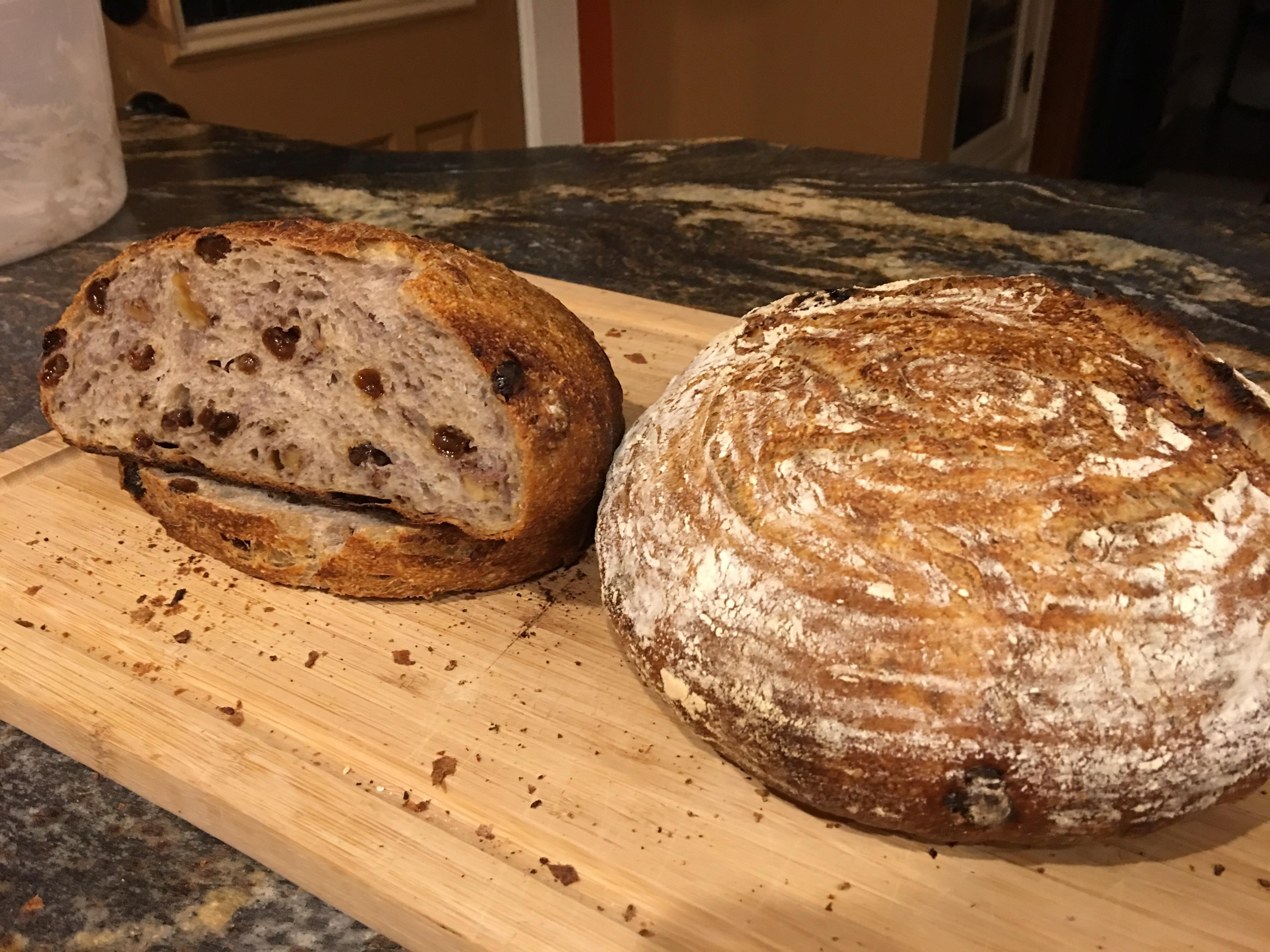 Raisin walnut levain. This was an alteration of the blonde recipe in