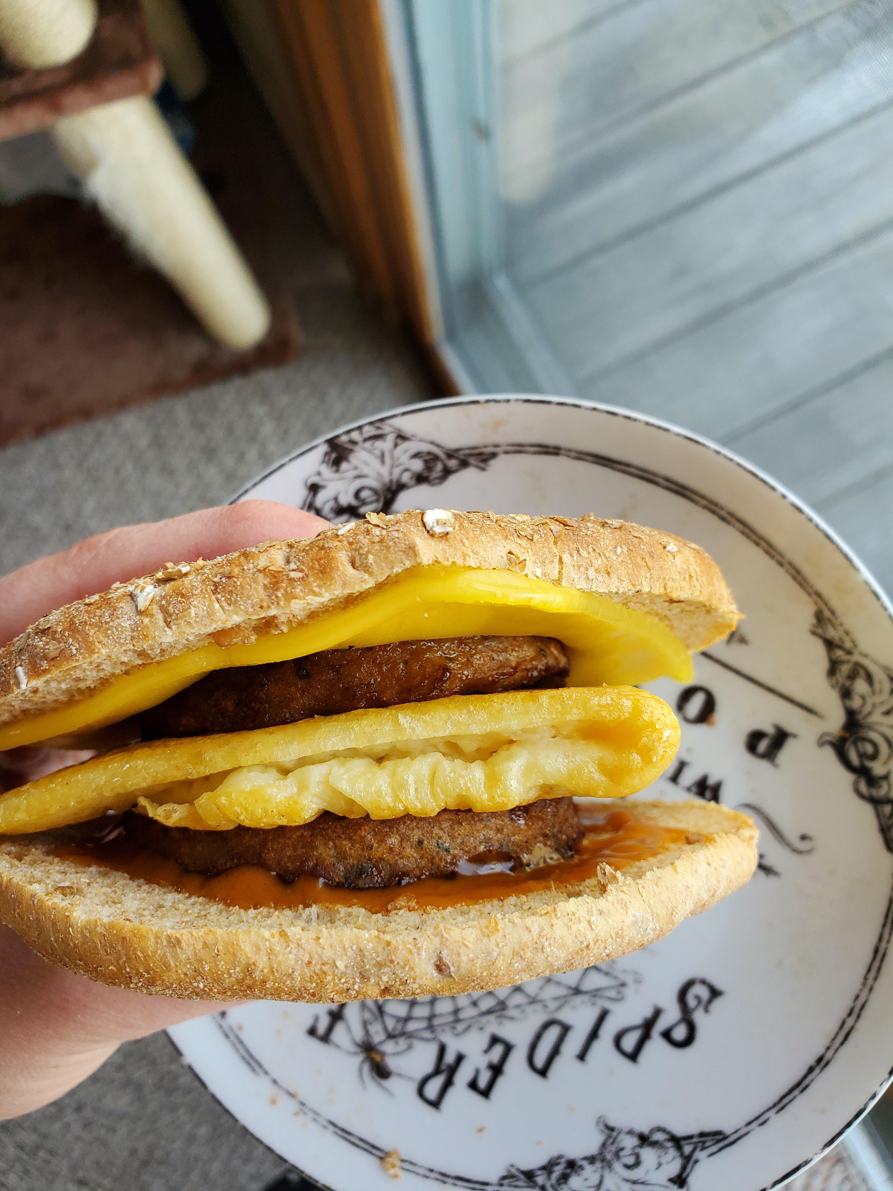 Breakfast for lunch! Just Egg, 2 Gardein Breakfast Sausage Patties