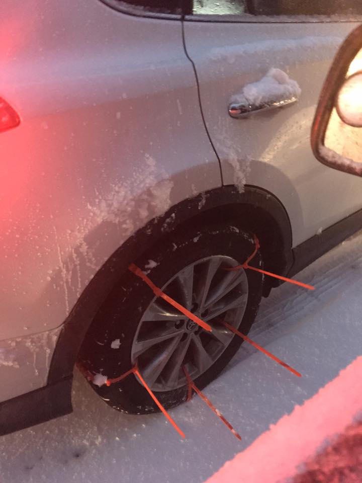 Why buy tire chains when you've got some extra zip ties lying around