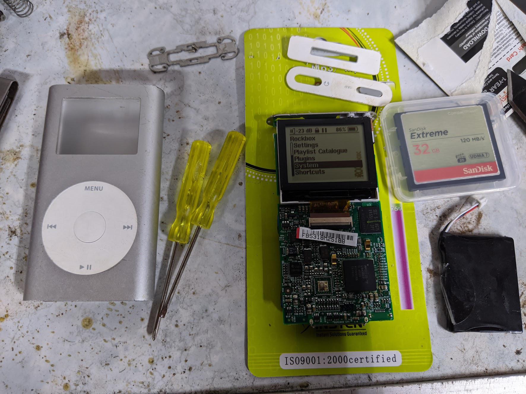 Did my first iPod mod yesterday, putting a 32GB CF card and new battery