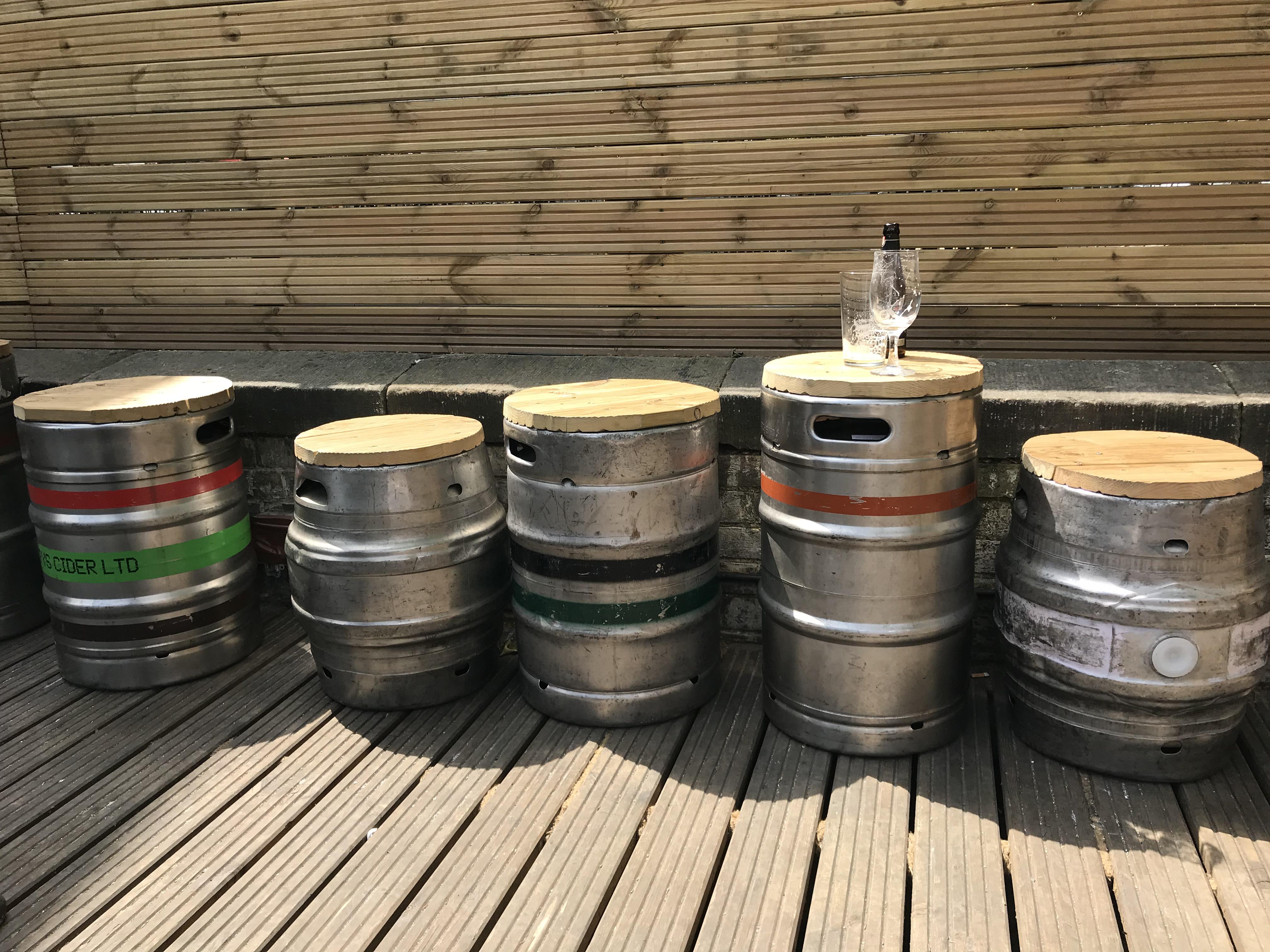 These stools & tables made from kegs (Euston Tap, London UK) r
