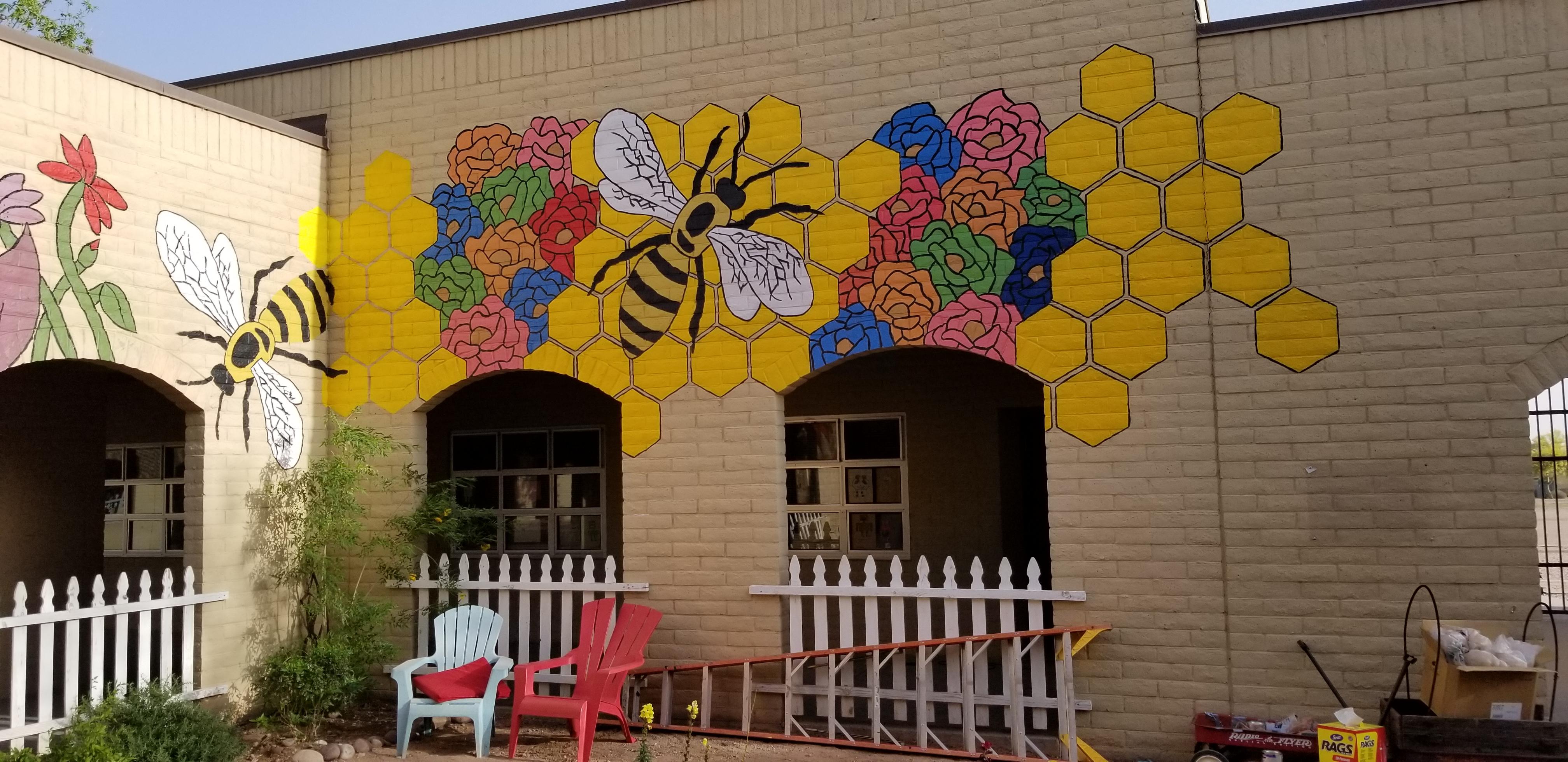 Part of the school garden mural I'm painting! r/pics
