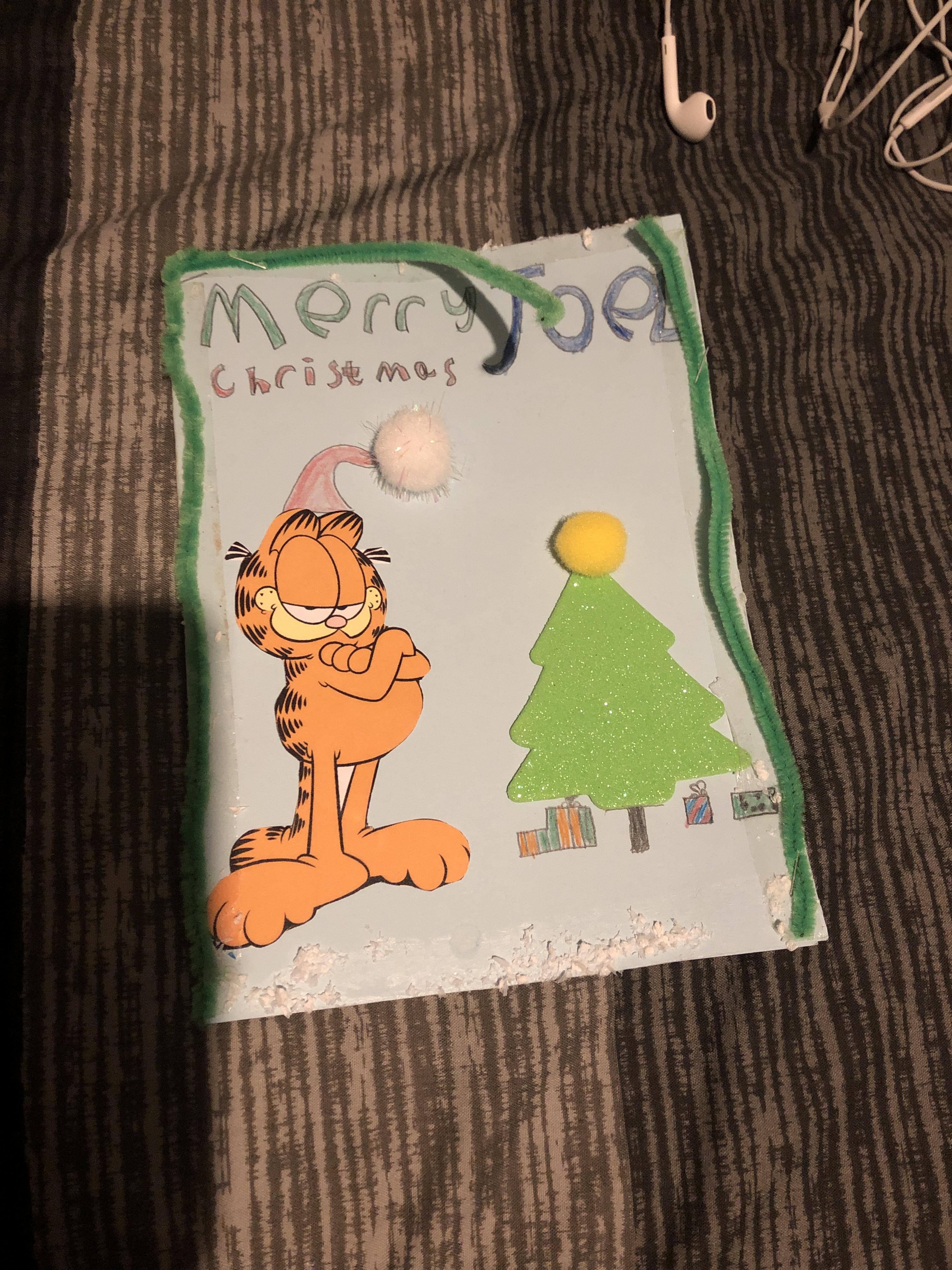 Garfield Christmas Cards A Christmas card my classmate made for me garfield