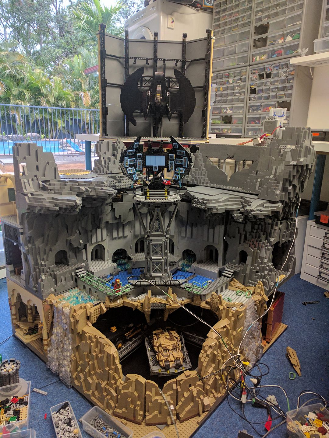 More progress on my Batcave moc from a month ago (more info in comments) lego