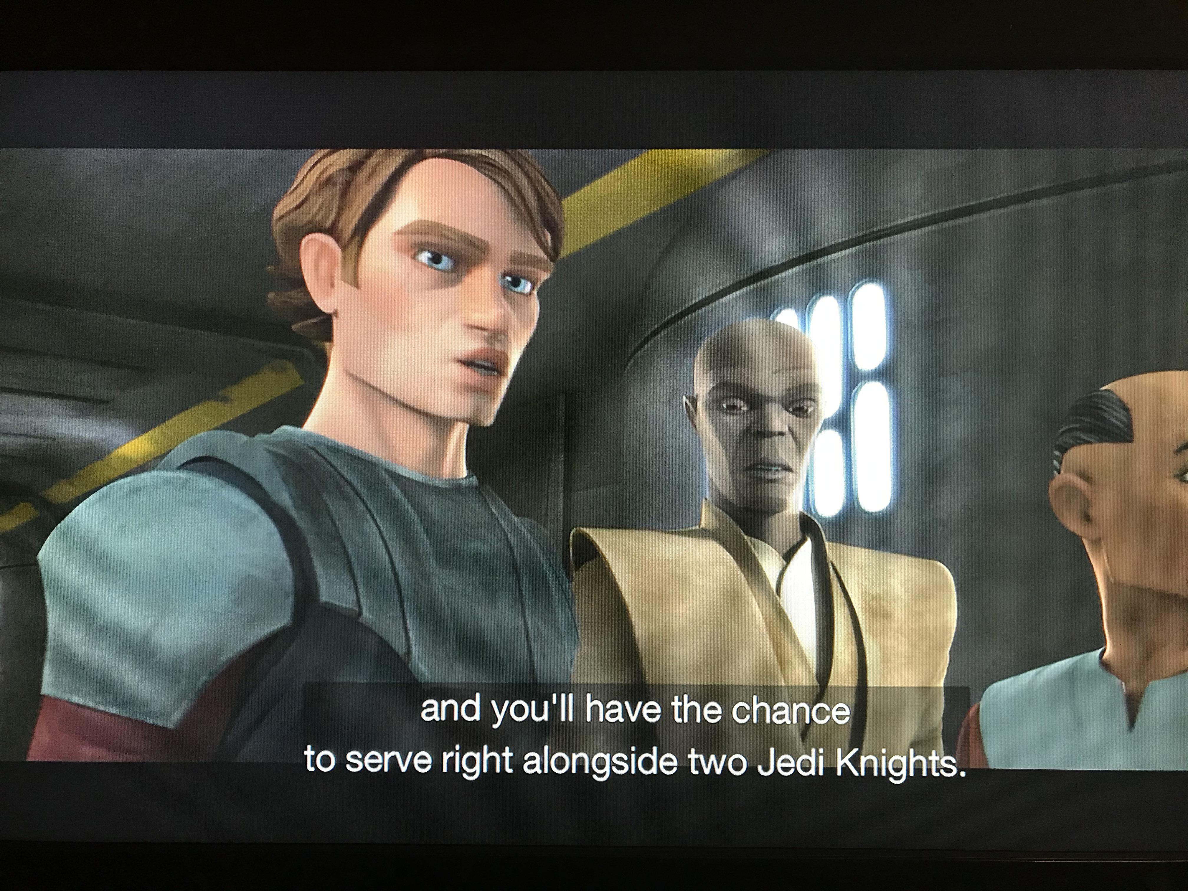 In S2, E20 of The Clone Wars, Anakin refers to Mace Windu as a Jedi