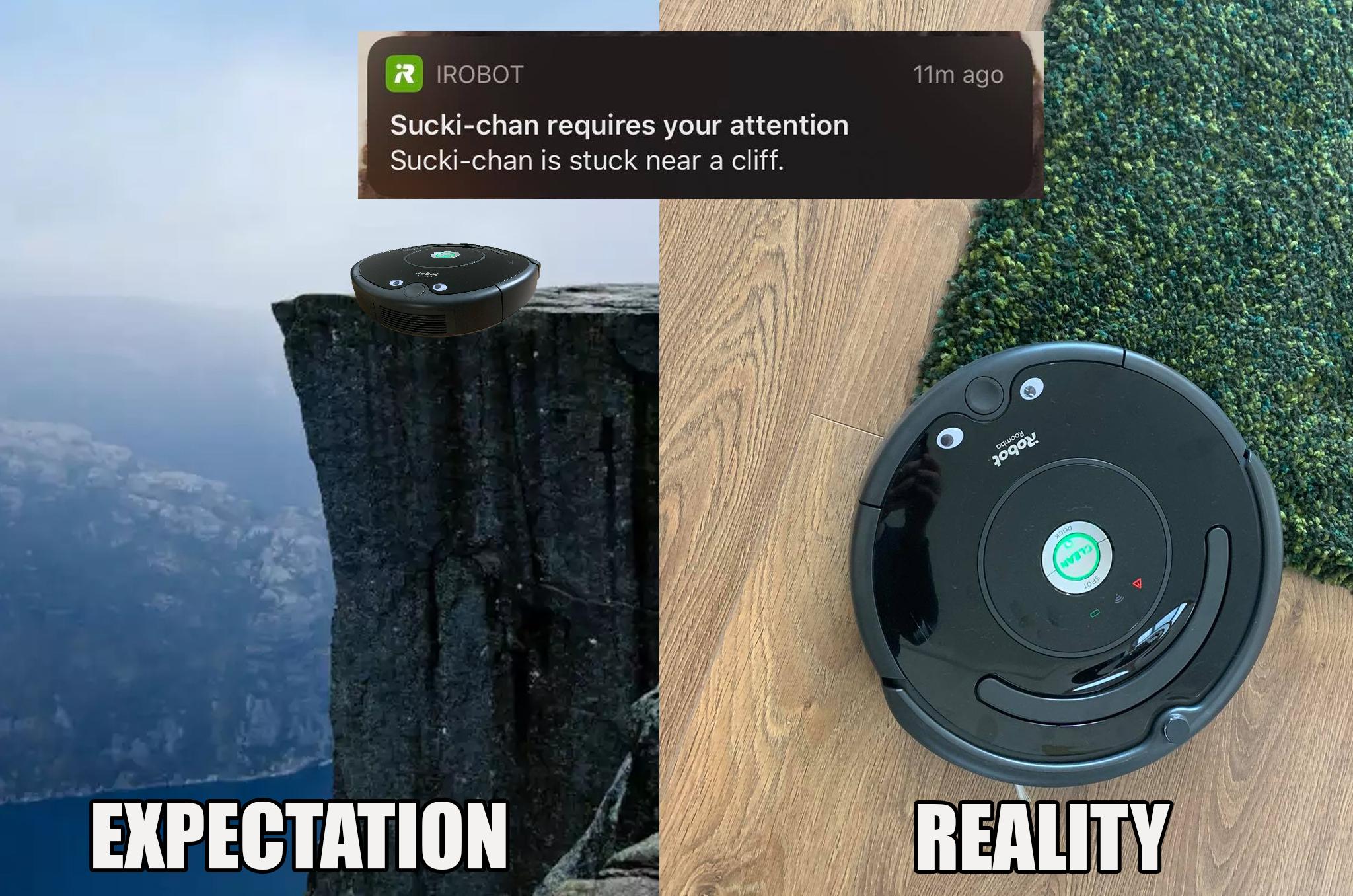 My roomba is suck near a cliff r/aac