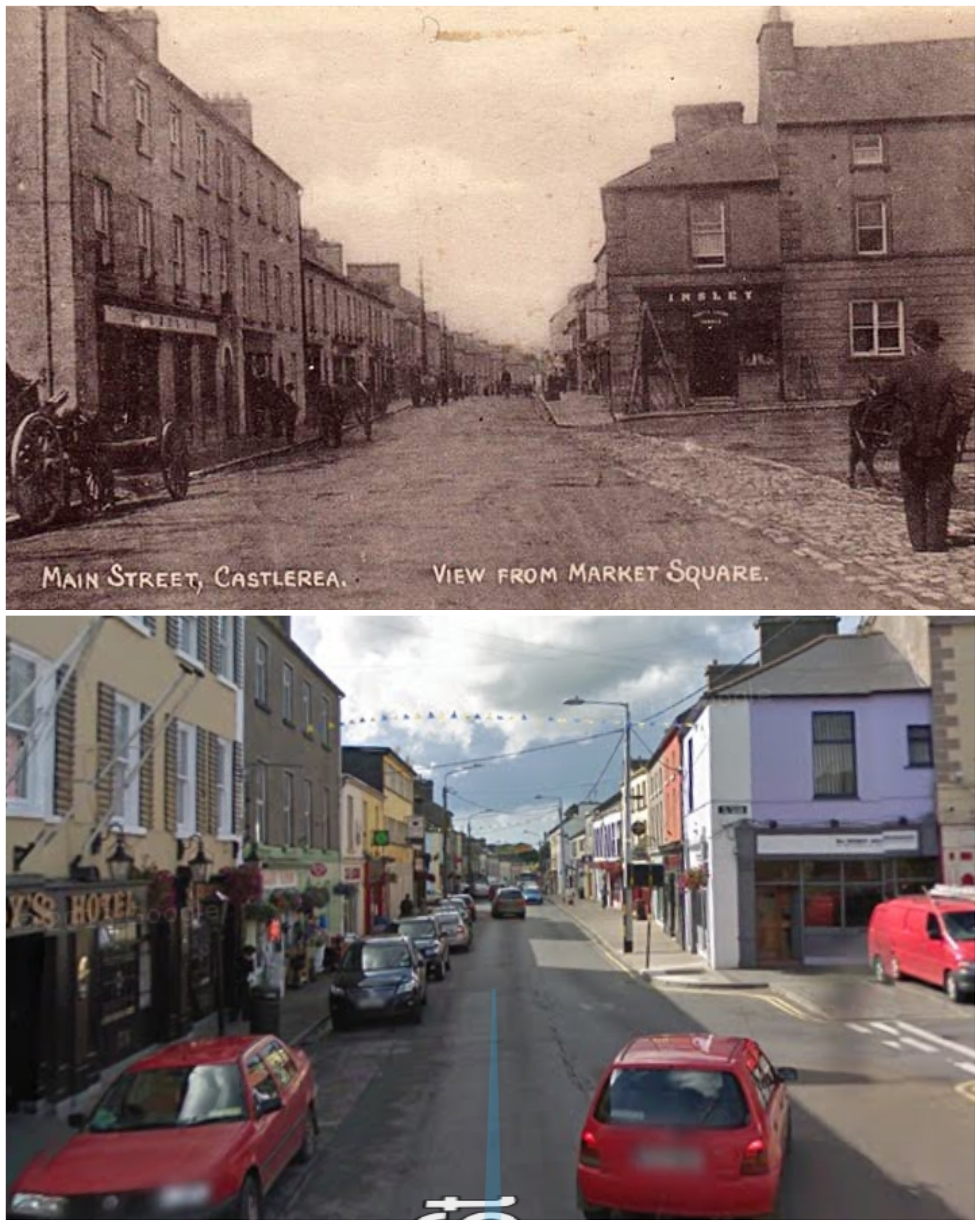 The town of Castlerea in Co. West of Ireland. Early 20th