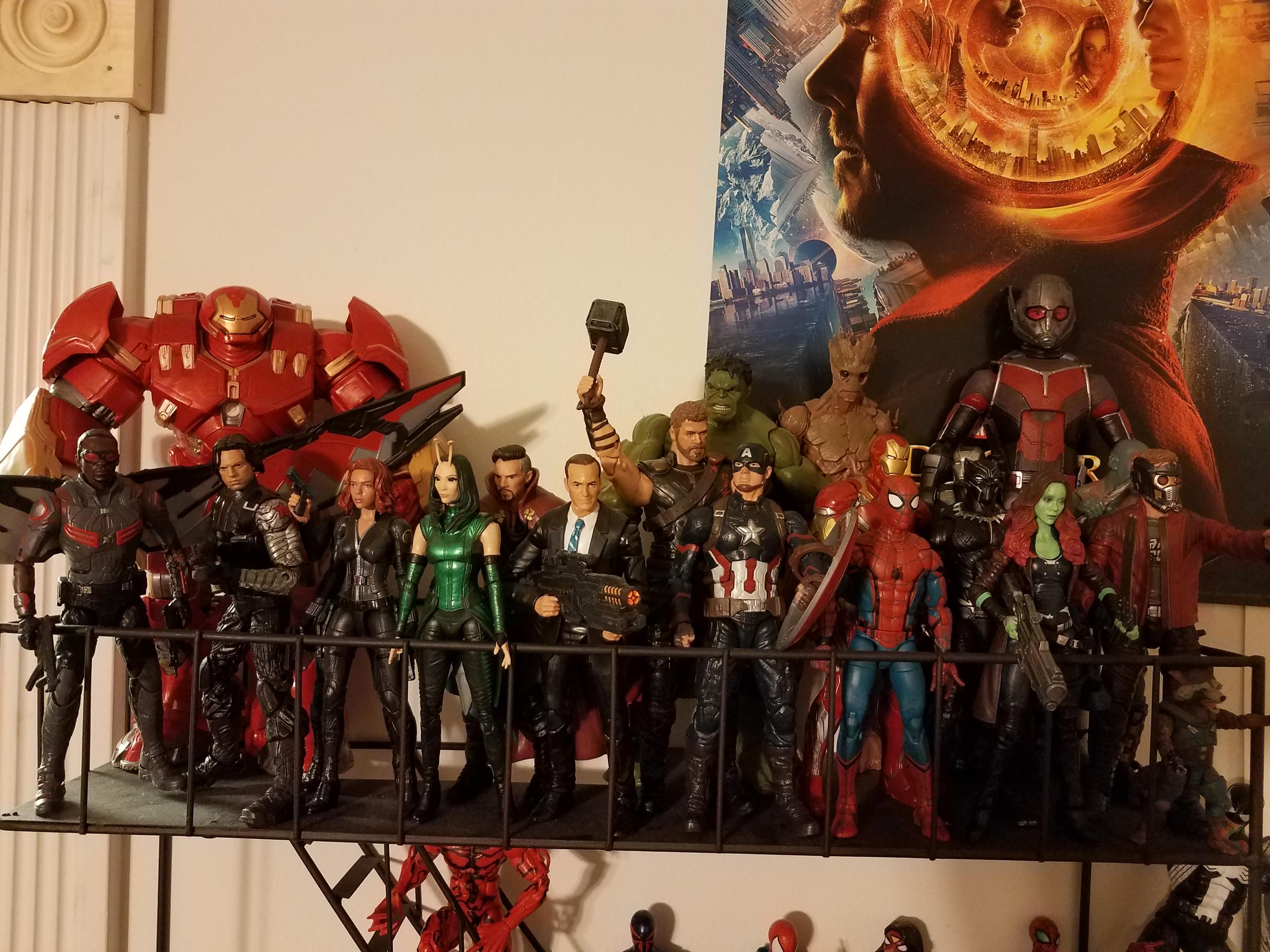 Tried to get as many Movie Marvel Legends on one tier of the shelf. r/ActionFigures