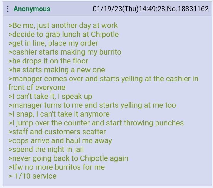 I like food, food tastes good r/NewGreentexts