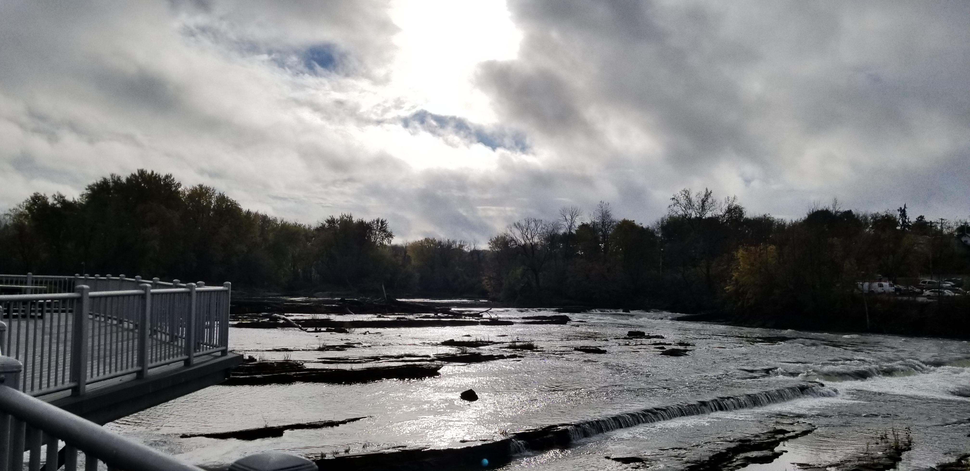 Winooski Falls Sun Peaking r/vermont