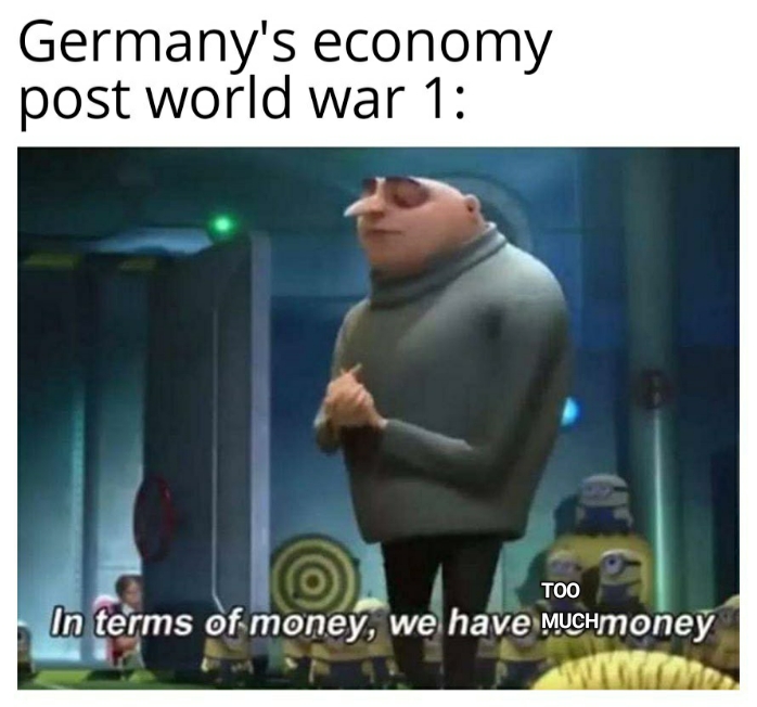 Their money was worth nothing so wheelbarrows full of money were needed