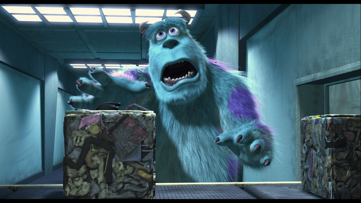 In Monsters Inc (2001), It shows compacted trash, proving that WallE