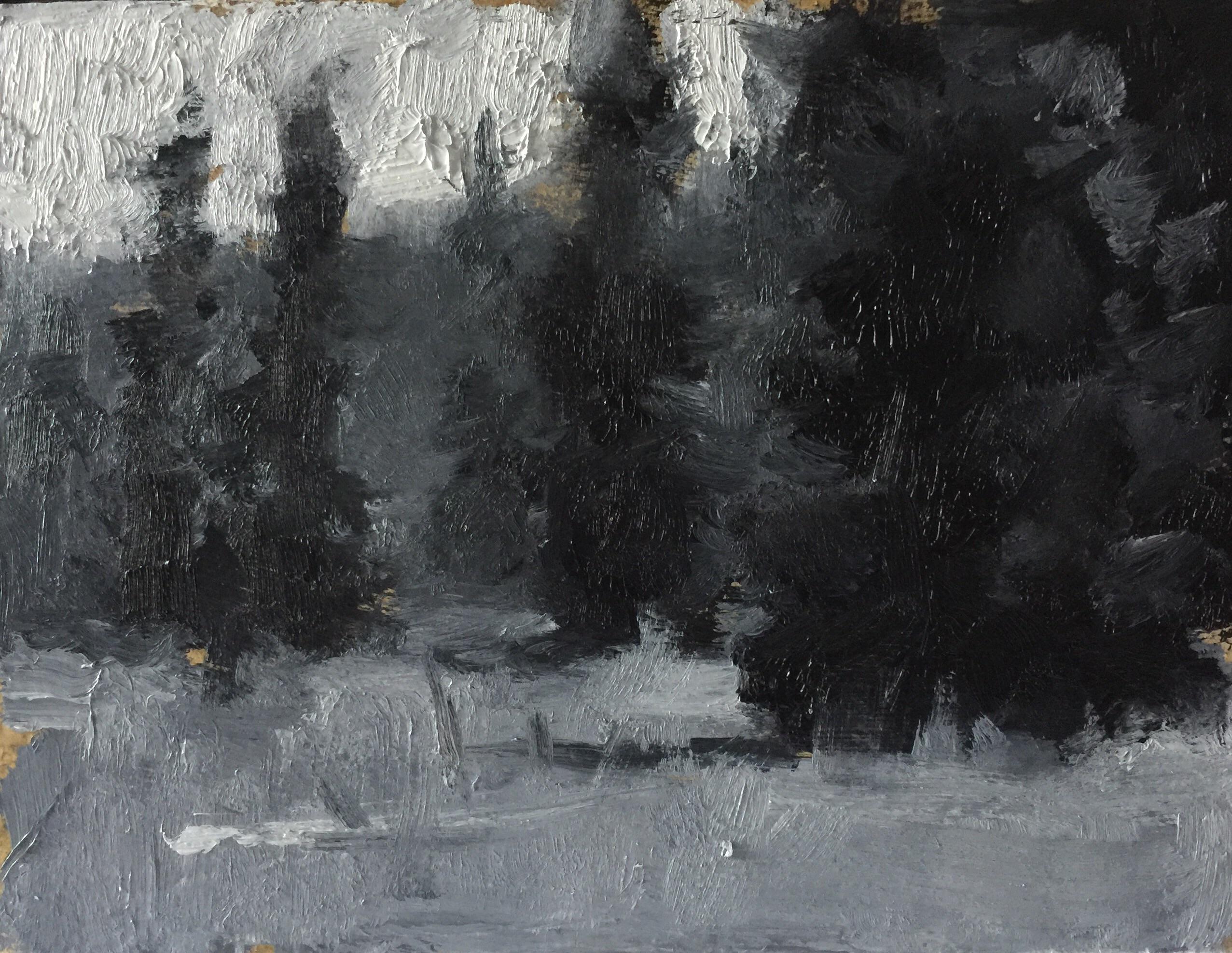 Value study, 6 x 8, black and white, oil color r/painting