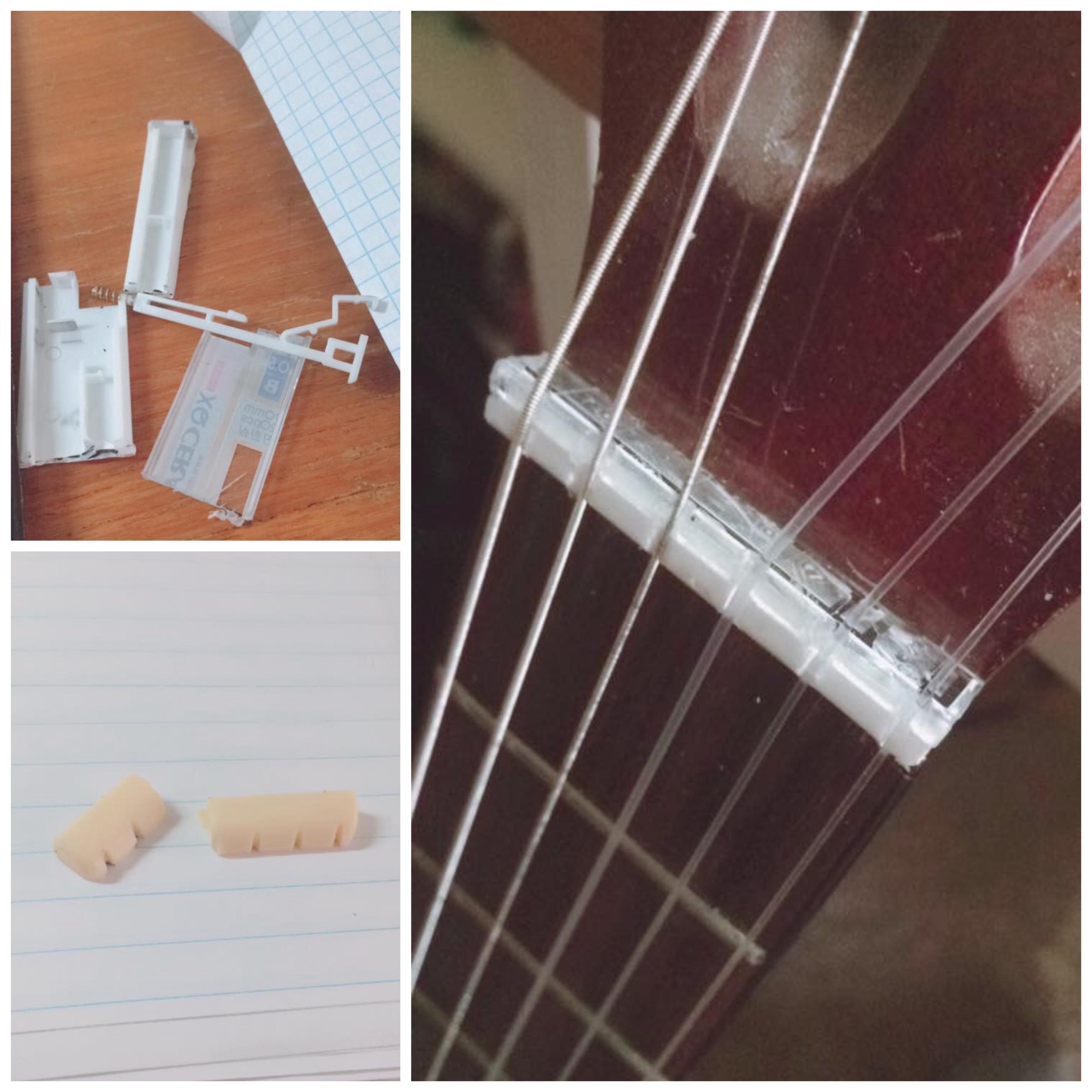Replacing the nut with a pencil lead case r/guitars