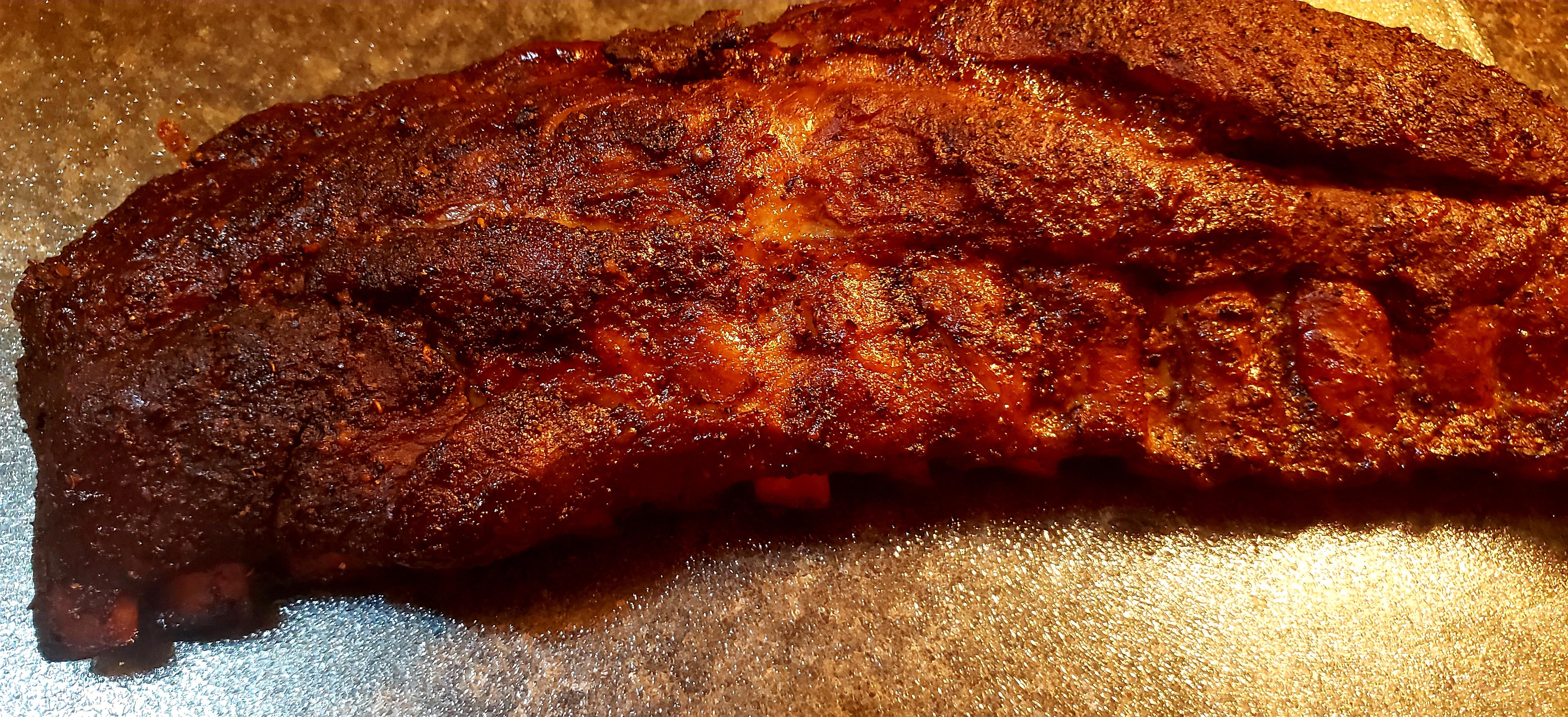 Sweet Baby Back Ribs , smoked at approx 235° for 6 hrs , 3hrs unwrapped